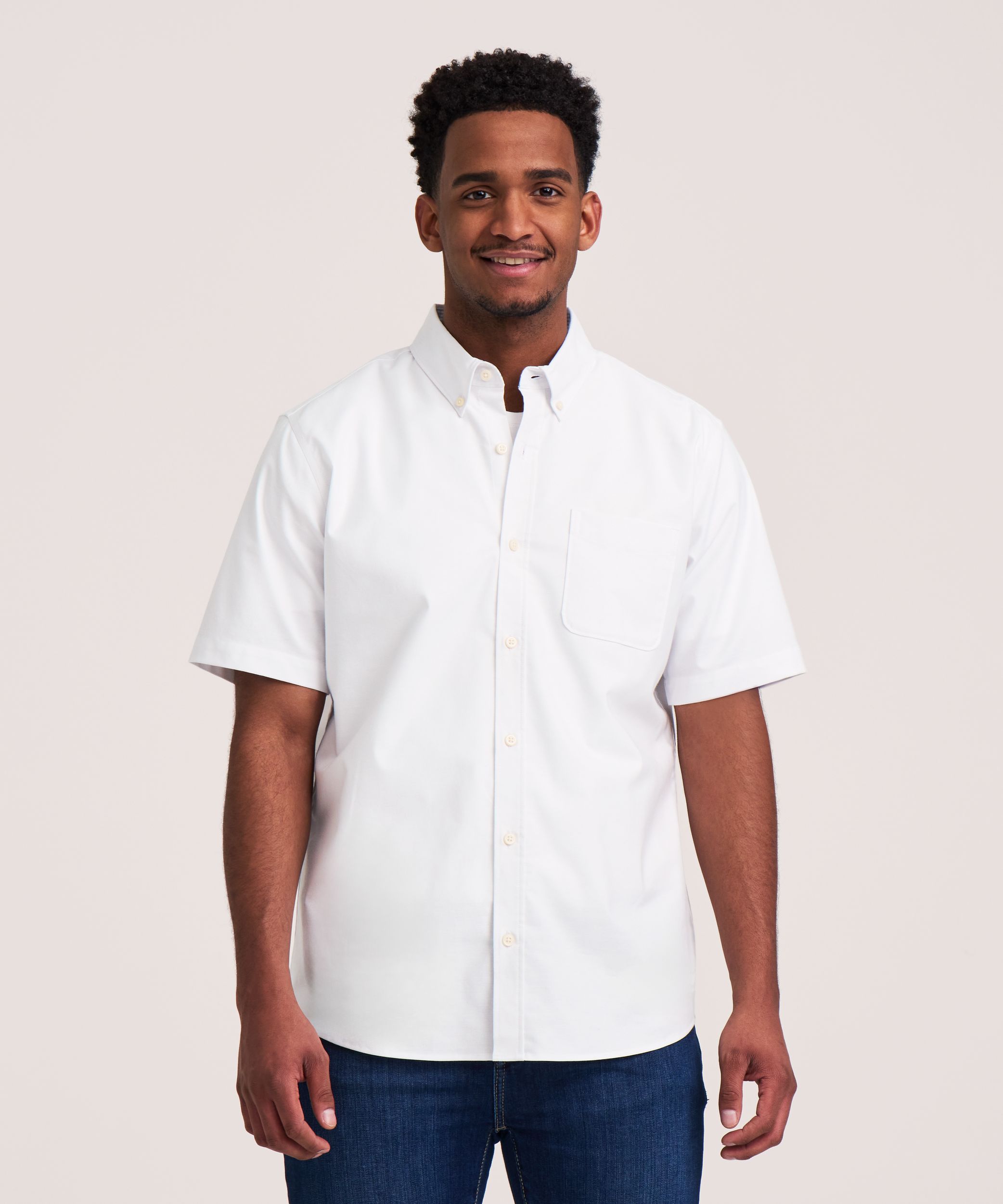 Denver Hayes Men's Short Sleeve Stretch Premium Oxford Shirt