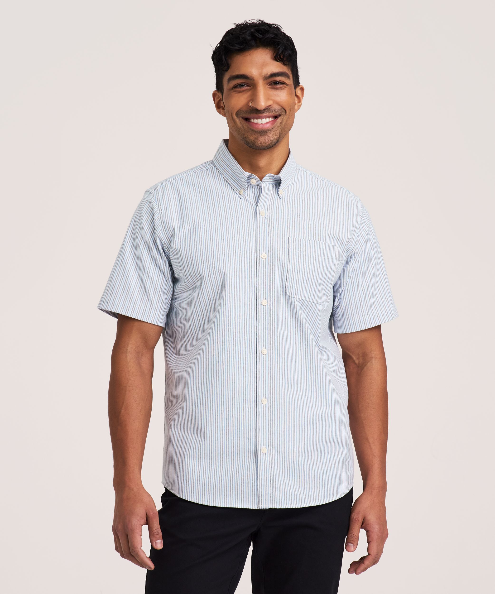 Denver Hayes Men's Short Sleeve Stretch Premium Oxford Shirt