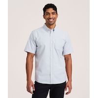 Denver Hayes Men's Short Sleeve Stretch Premium Oxford Shirt Front_Flat