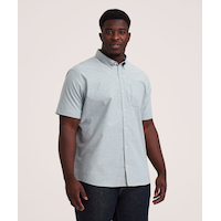 Denver Hayes Men's Short Sleeve Stretch Premium Oxford Shirt Front_Angled_Right