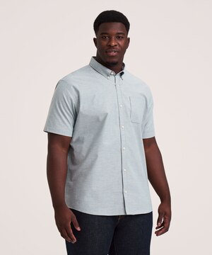 Denver Hayes Men's Short Sleeve Stretch Premium Oxford Shirt
