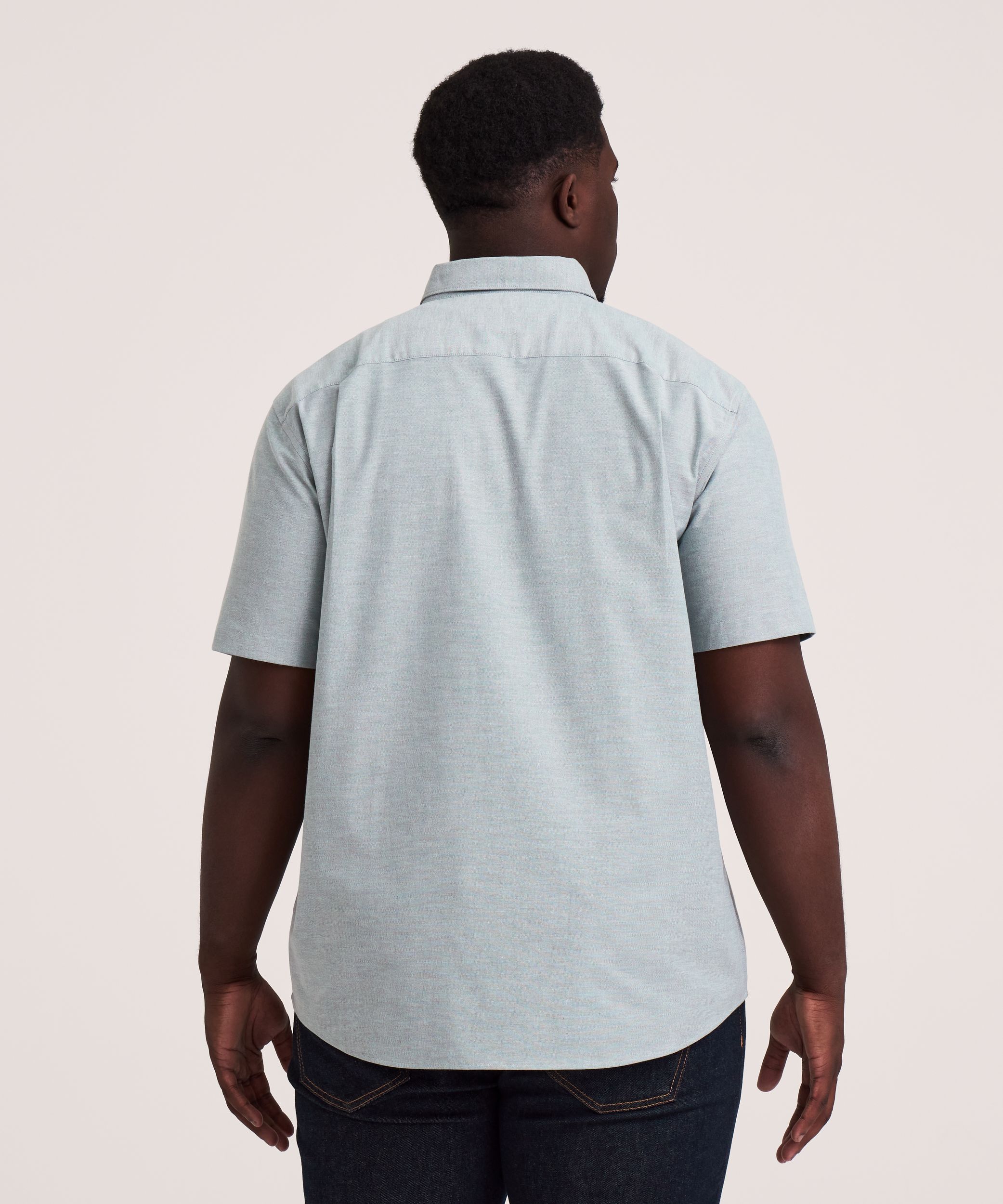 Denver Hayes Men's Short Sleeve Stretch Premium Oxford Shirt