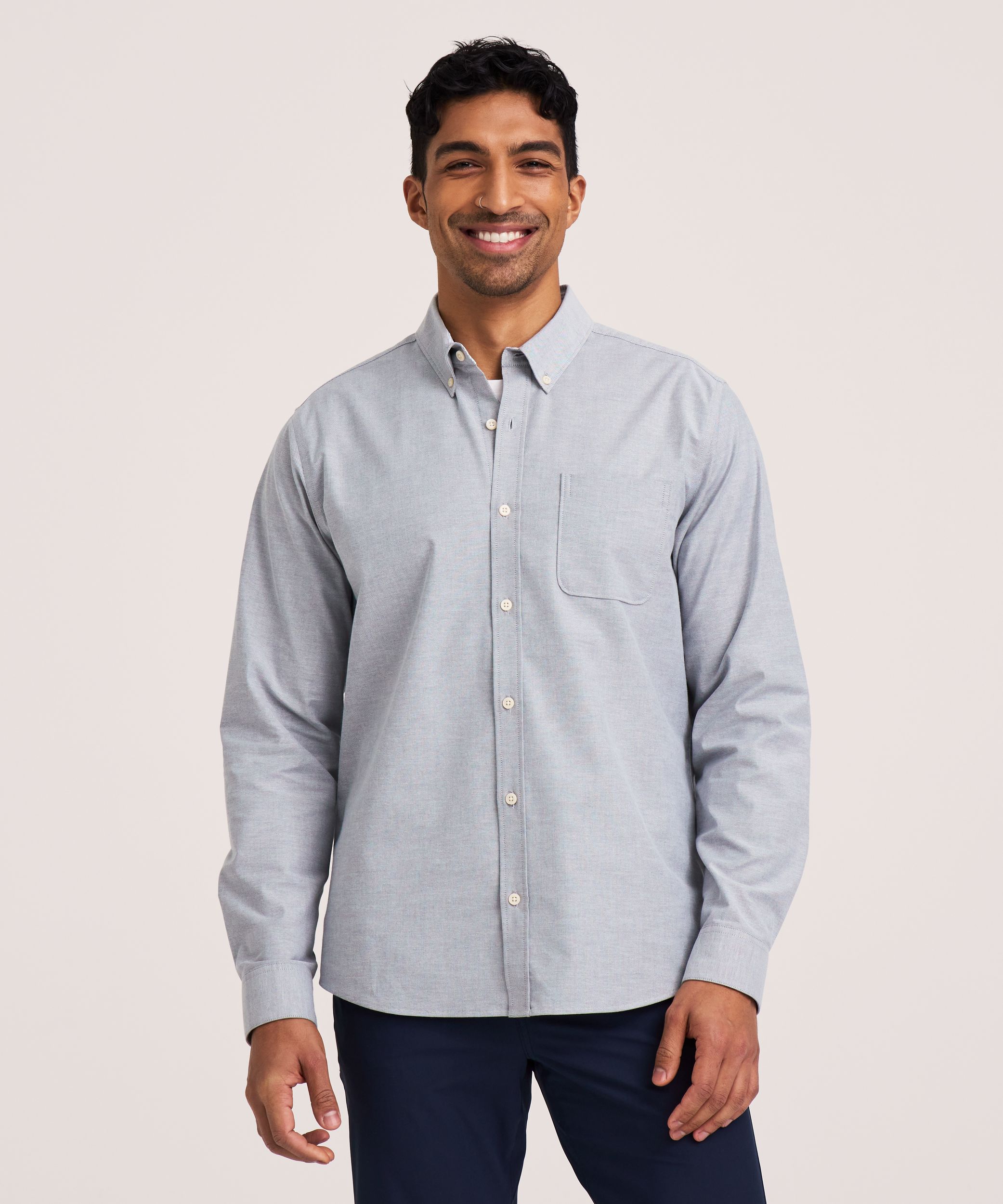 Denver Hayes Men's Long Sleeve Stretch Premium Oxford Shirt