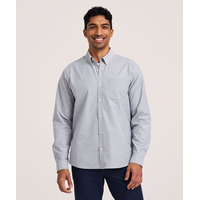 Chemise Oxford extensible à manches longues de première qualité pour hommes, Denver Hayes Front_Flat