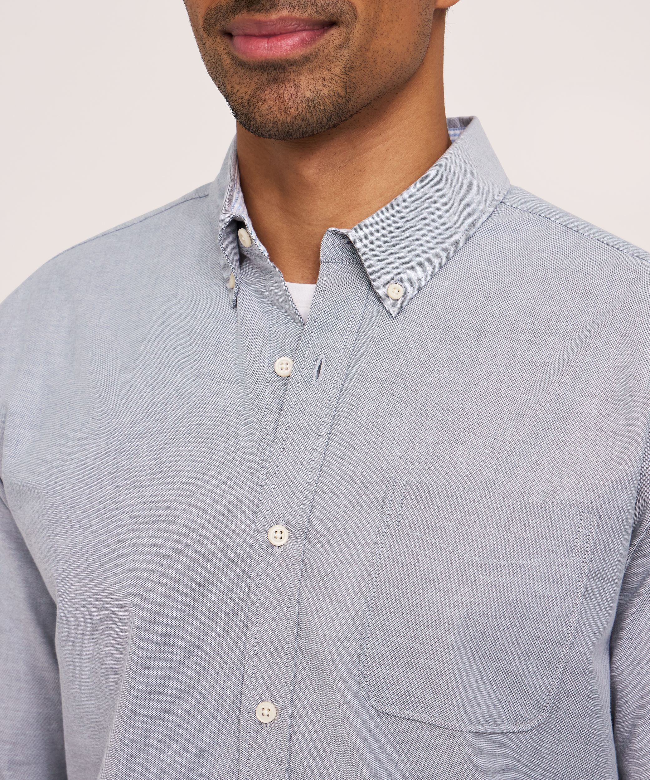 Denver Hayes Men's Long Sleeve Stretch Premium Oxford Shirt