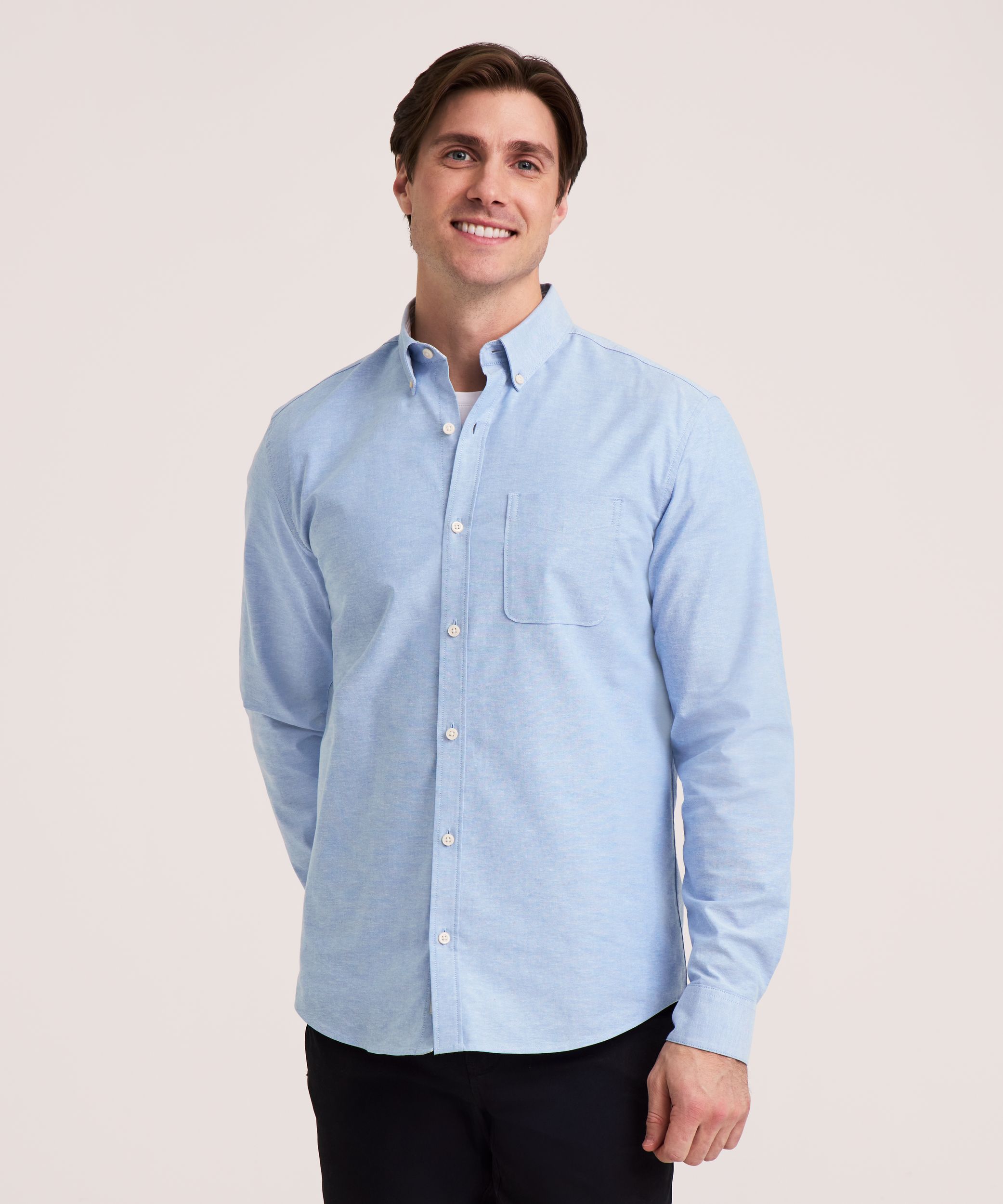 Denver Hayes Men's Long Sleeve Stretch Premium Oxford Shirt