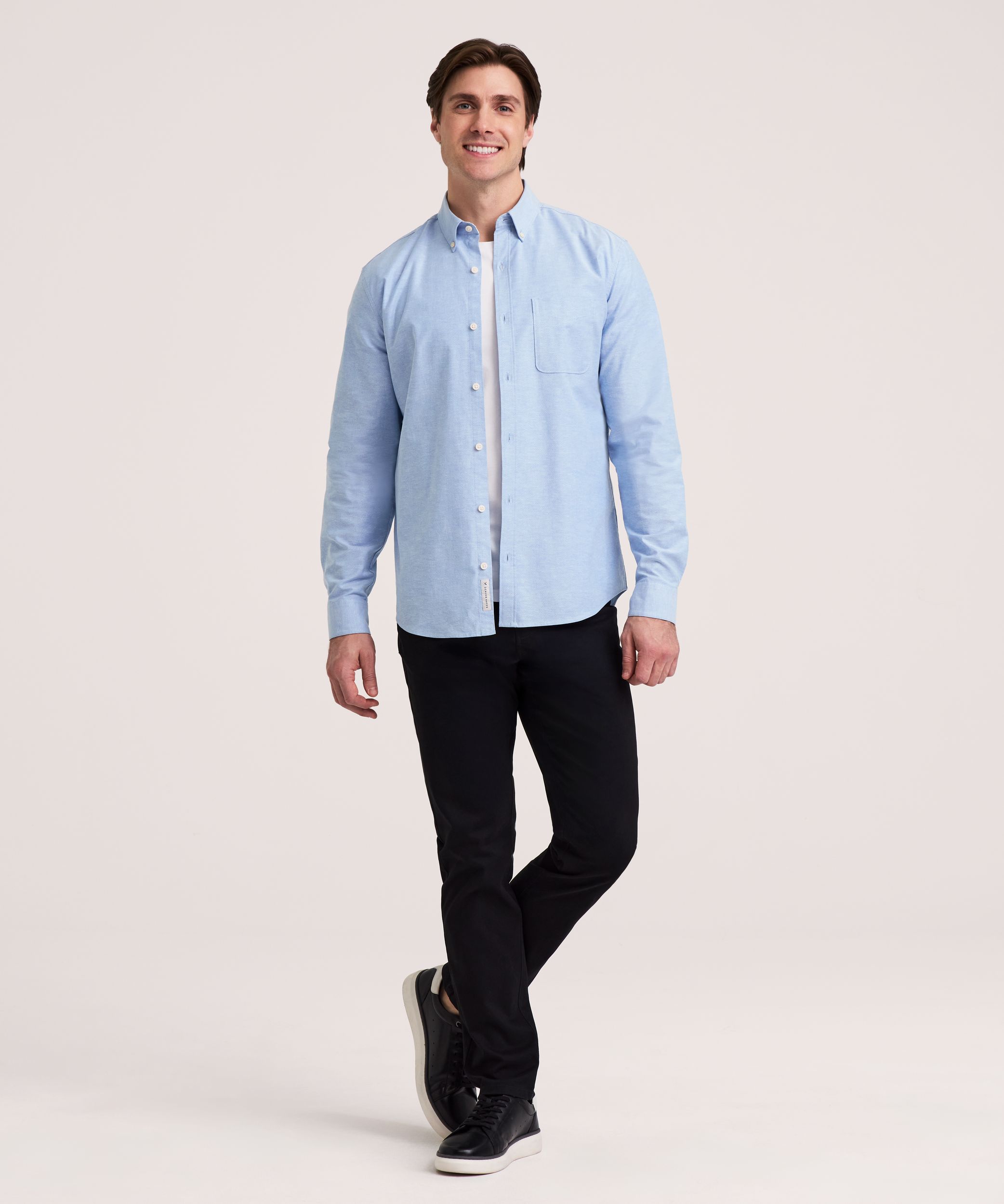 Denver Hayes Men's Long Sleeve Stretch Premium Oxford Shirt