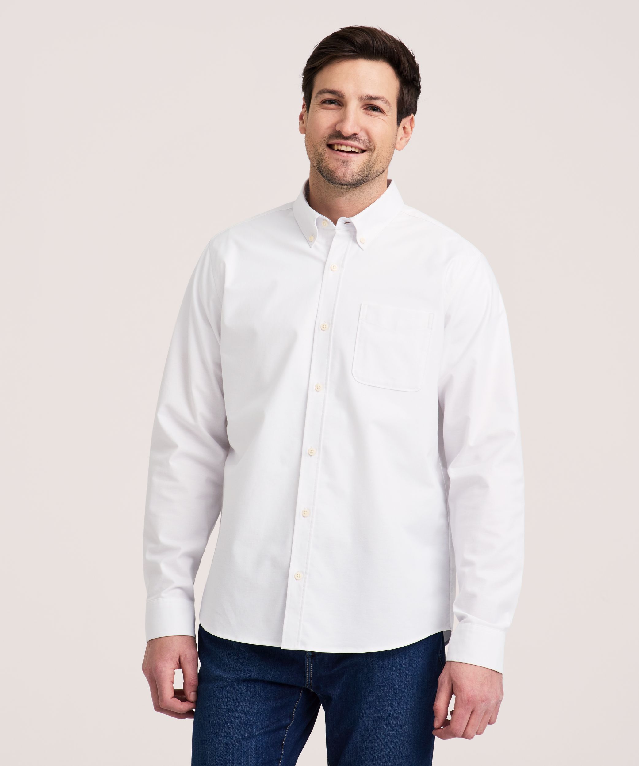 Denver Hayes Men's Long Sleeve Stretch Premium Oxford Shirt