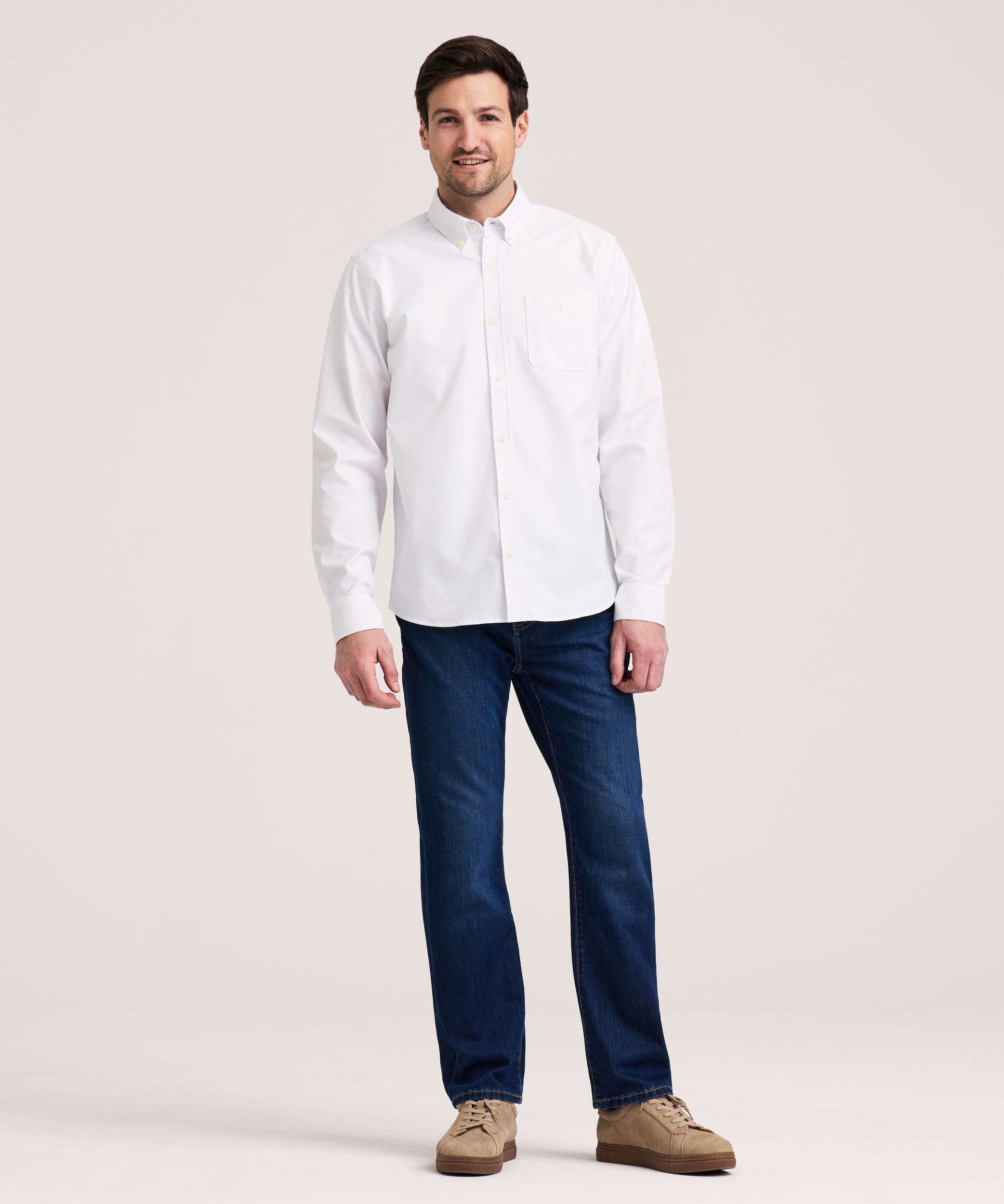 Denver Hayes Men's Long Sleeve Stretch Premium Oxford Shirt