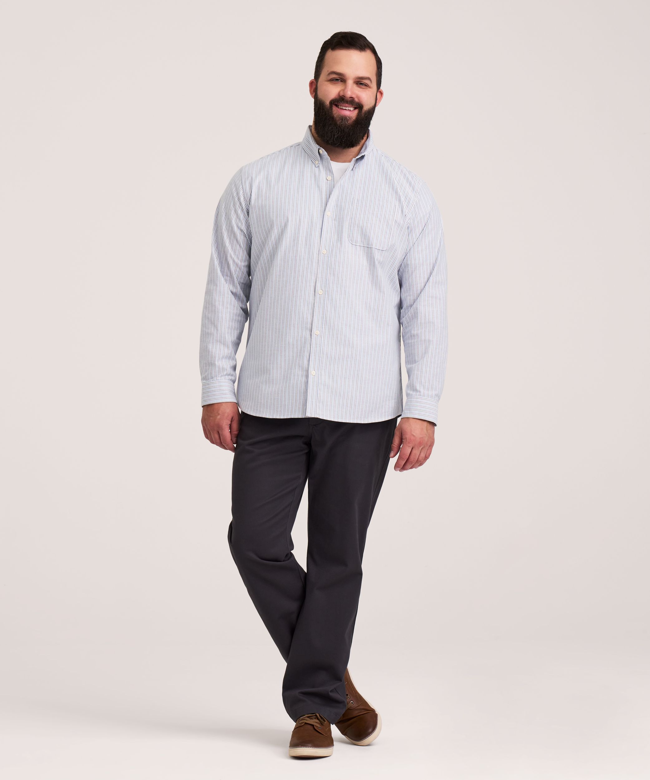 Denver Hayes Men's Long Sleeve Stretch Premium Oxford Shirt