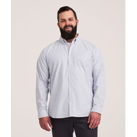Chemise Oxford extensible à manches longues de première qualité pour hommes, Denver Hayes Front_Flat