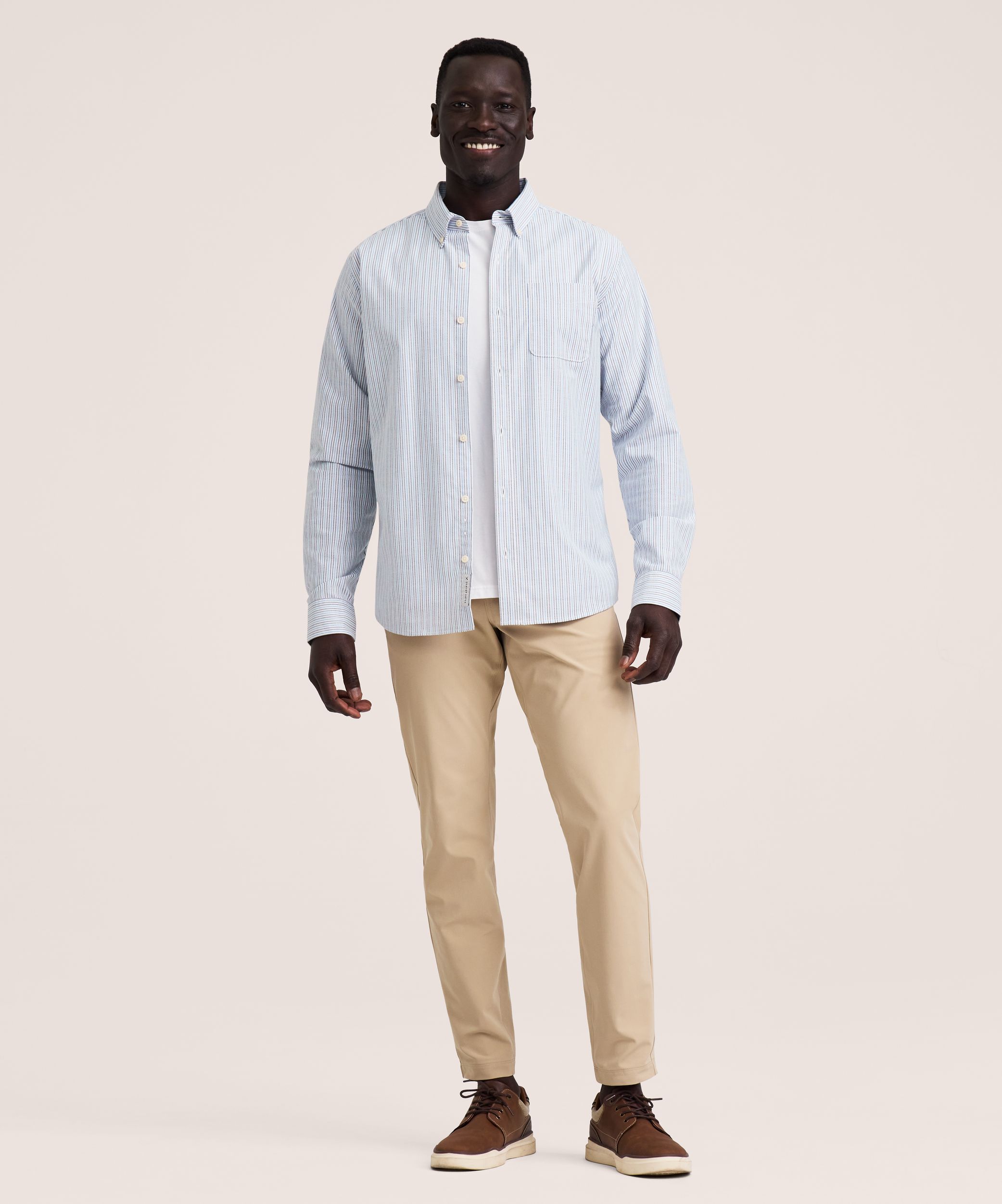 Denver Hayes Men's Long Sleeve Stretch Premium Oxford Shirt