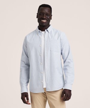 Denver Hayes Men's Long Sleeve Stretch Premium Oxford Shirt