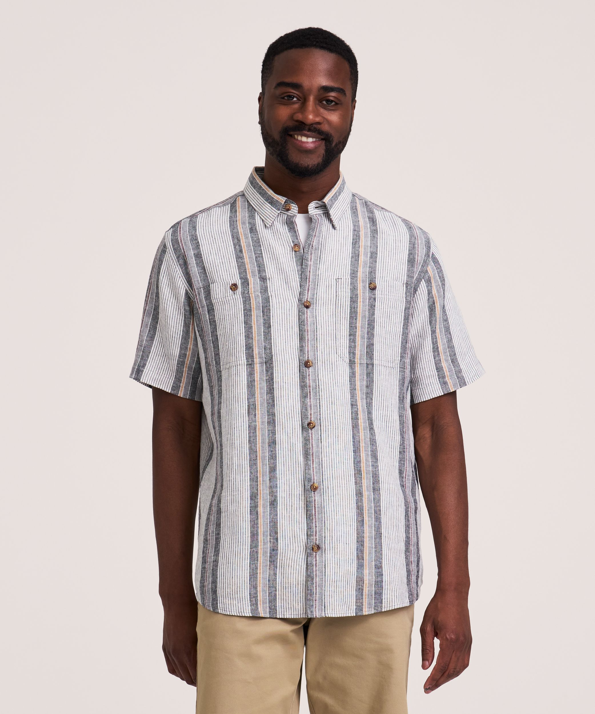 Chemise à manches courtes en mélange de lin, Denver Hayes