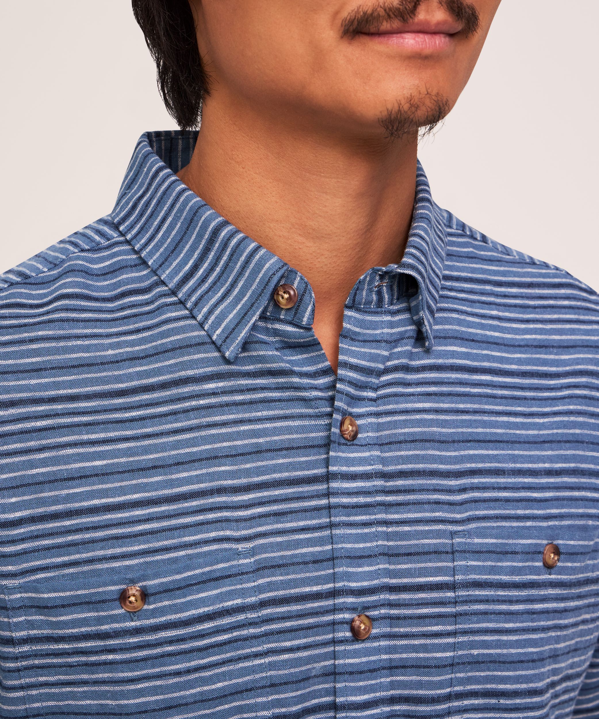 Chemise à manches courtes en mélange de lin, Denver Hayes