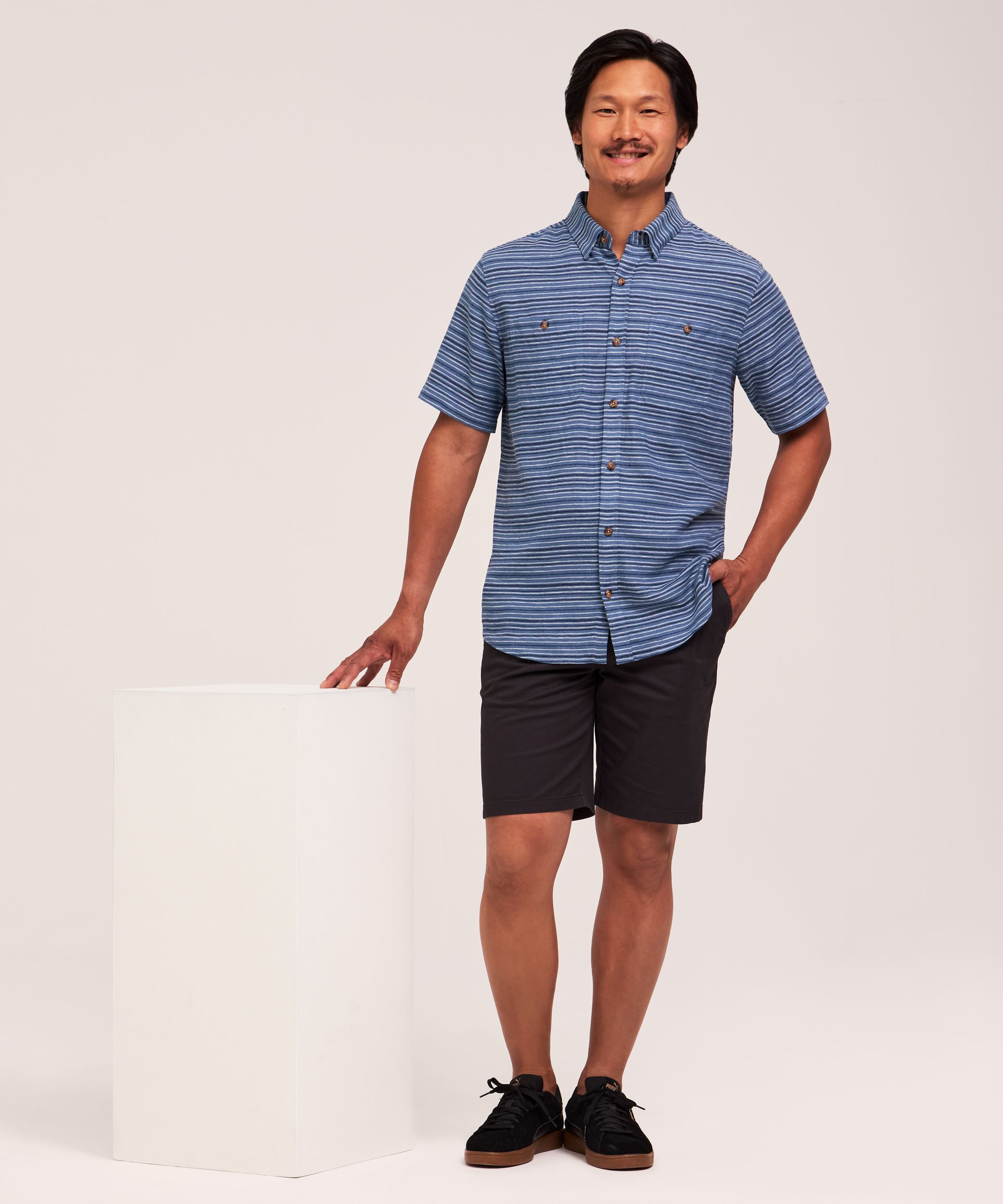 Chemise à manches courtes en mélange de lin, Denver Hayes