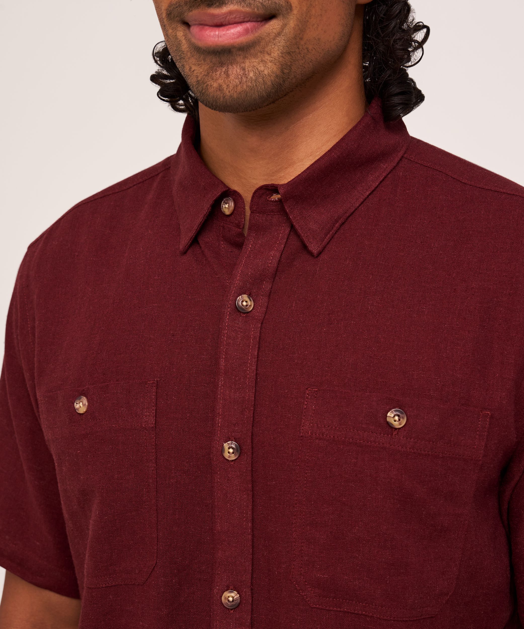 Chemise à manches courtes en mélange de lin, Denver Hayes