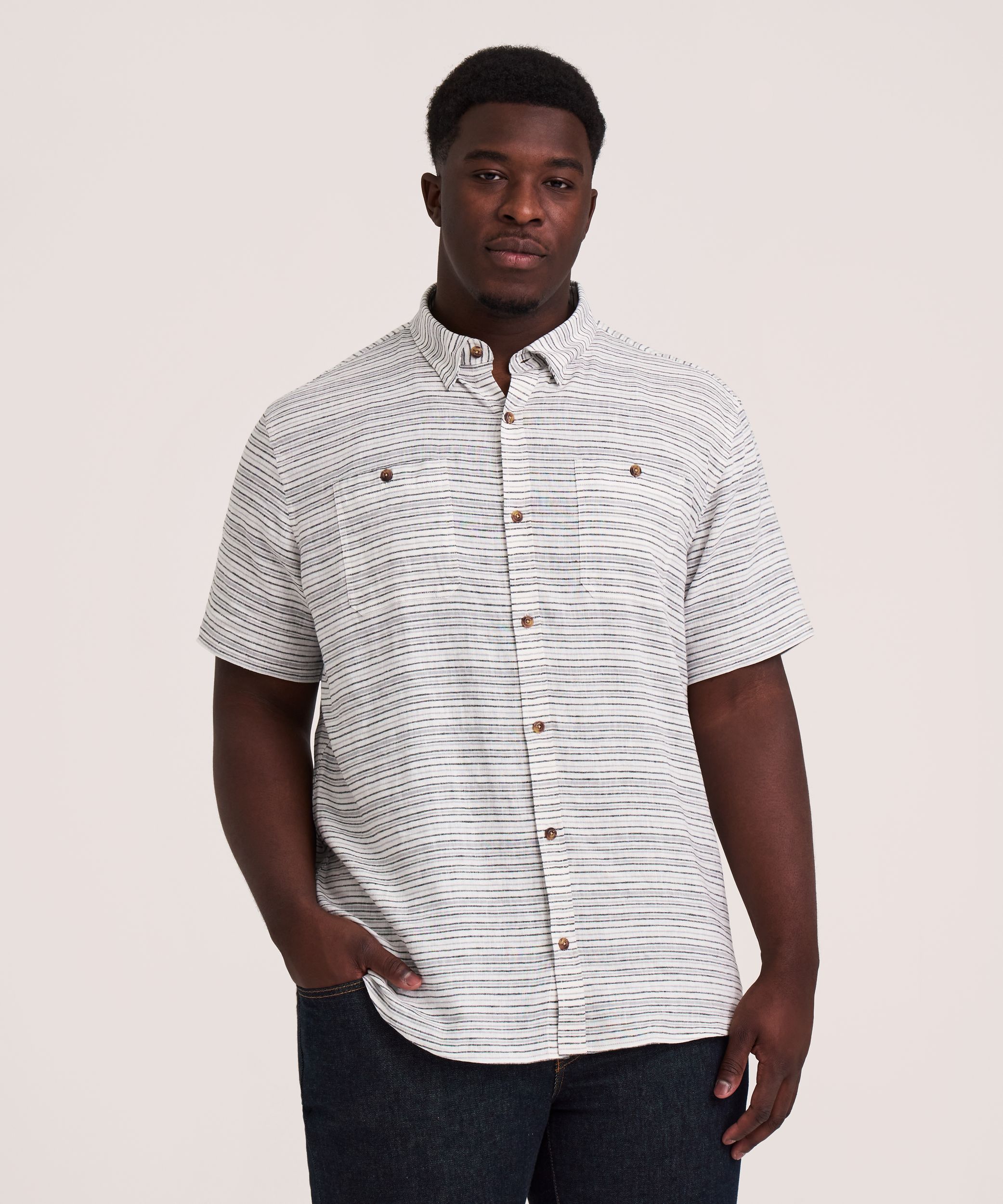 Denver Hayes Short Sleeve Linen Blend Shirt