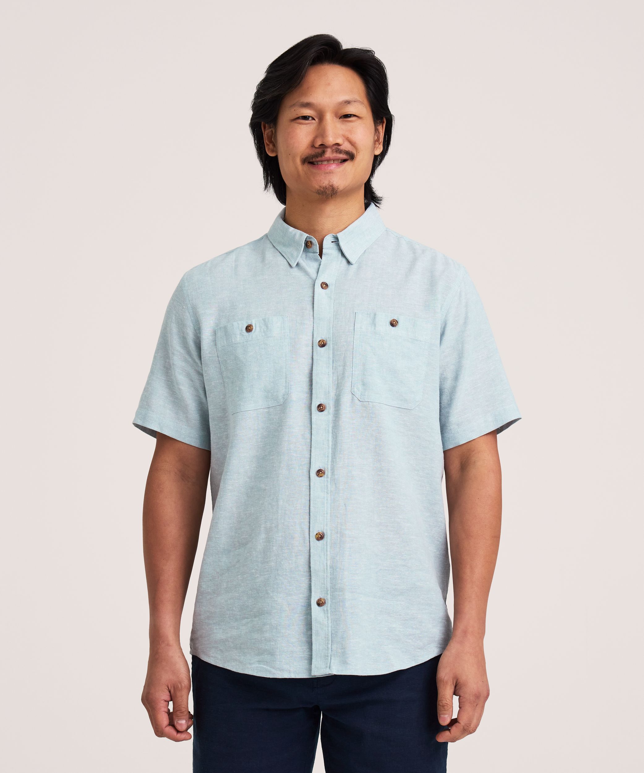 Denver Hayes Short Sleeve Linen Blend Shirt