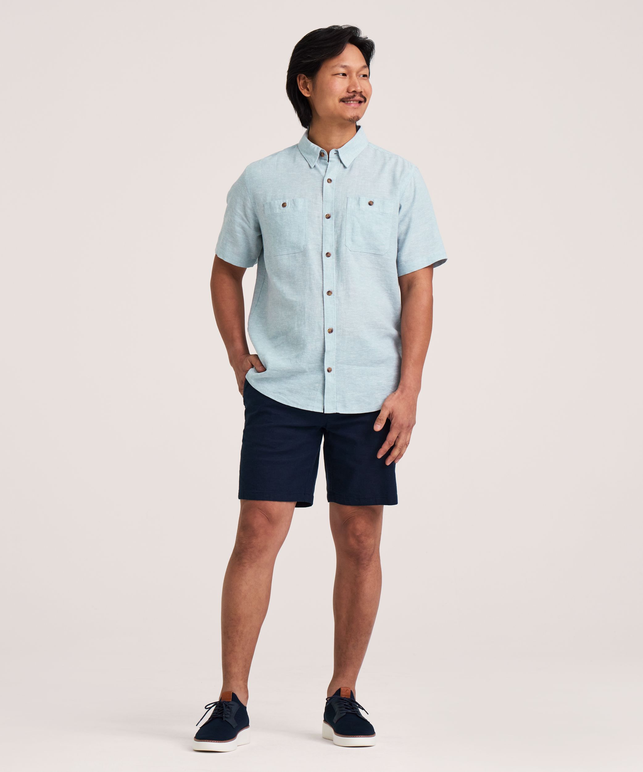 Denver Hayes Short Sleeve Linen Blend Shirt