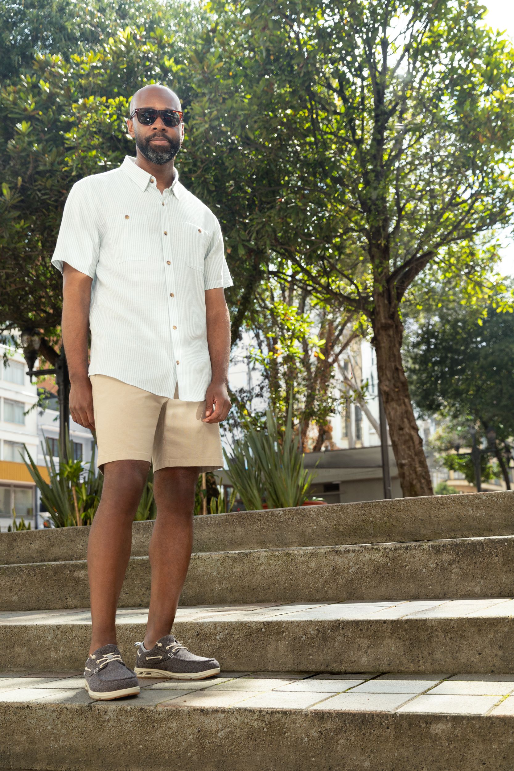 Denver Hayes Men's 8 Inch Linen Stretch Shorts