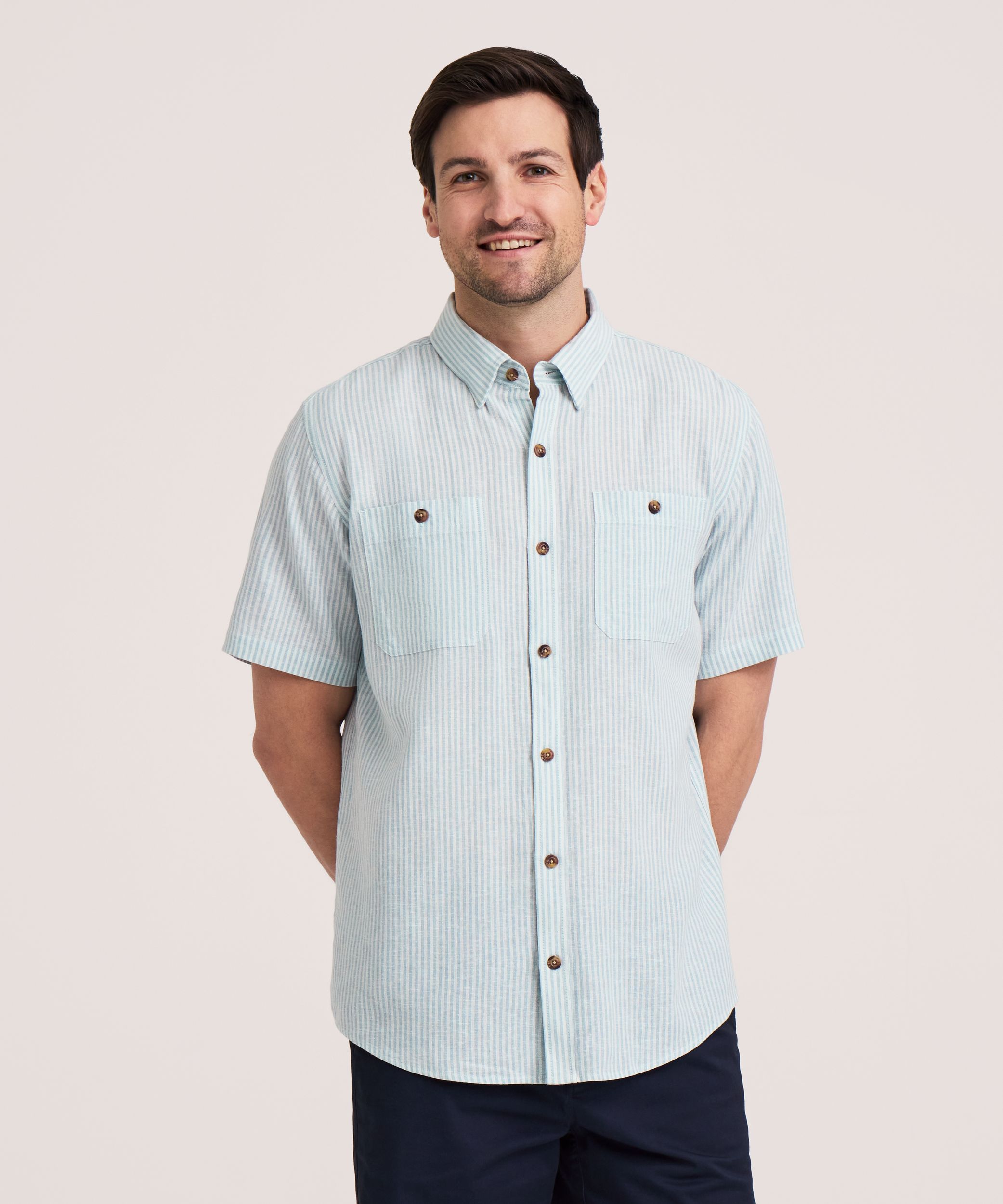 Denver Hayes Short Sleeve Linen Blend Shirt