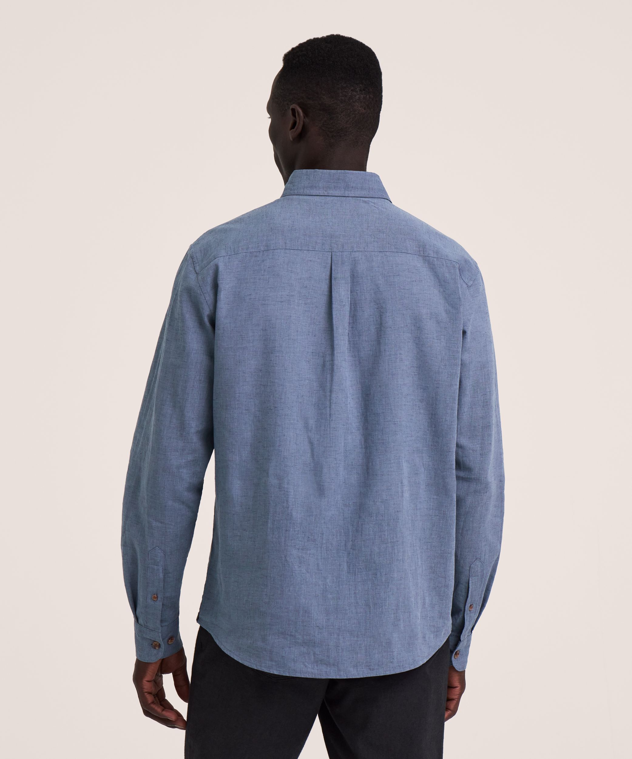 Denver Hayes Men's Long Sleeve Lightweight Linen Blend Shirt