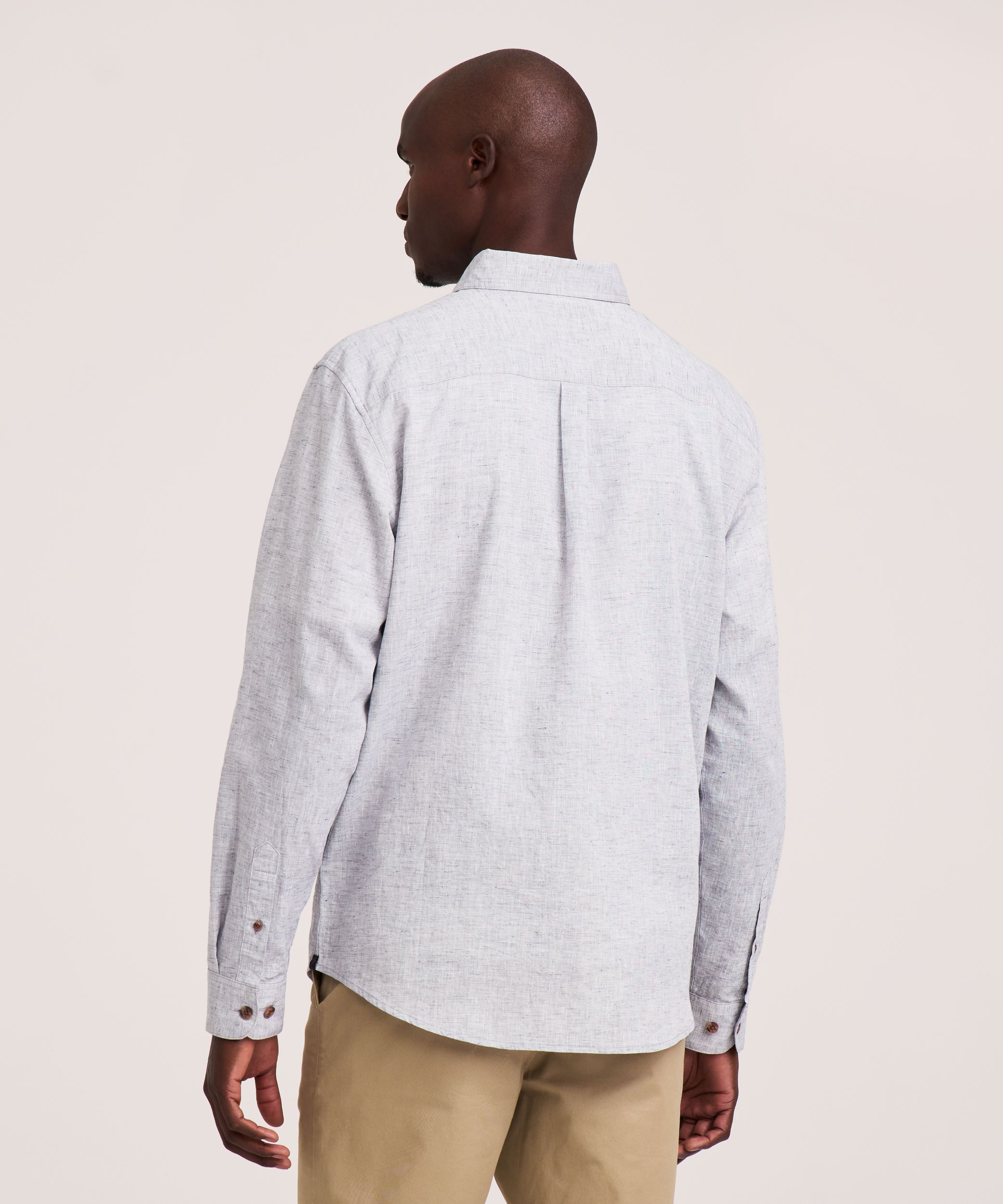 Denver Hayes Men's Long Sleeve Lightweight Linen Blend Shirt