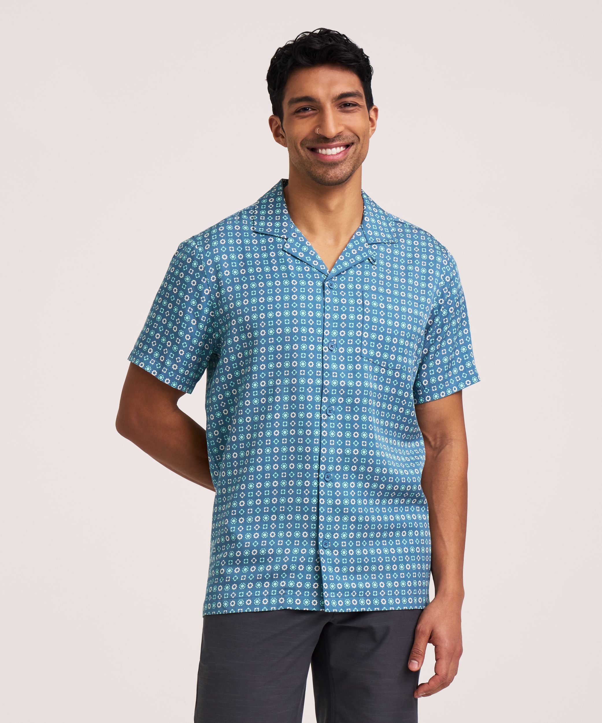 Chemise à manches courtes avec imprimé intégral pour hommes, FarWest