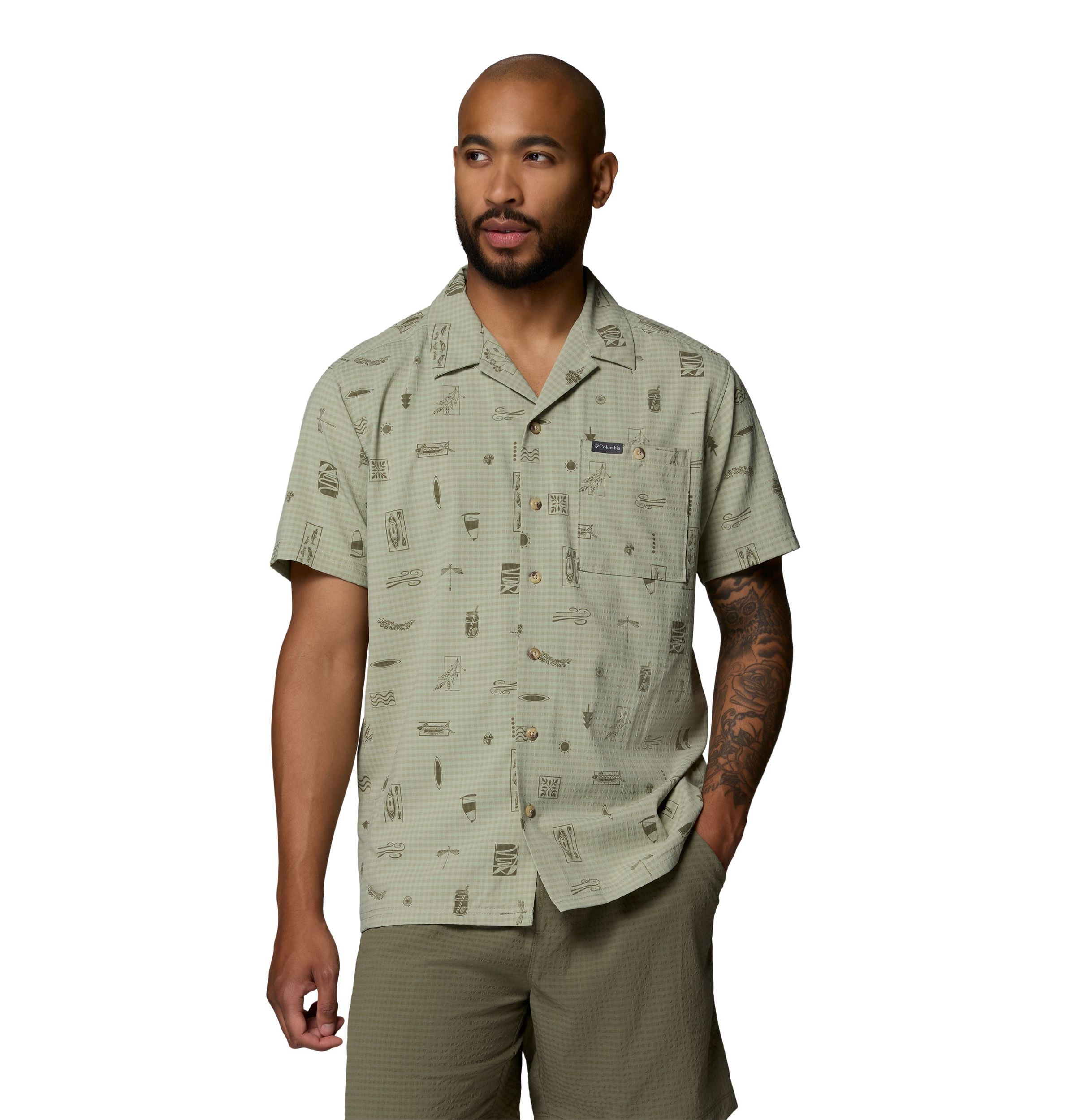 Columbia Men's Utilizer Camp Collar Print Short Sleeve Shirt