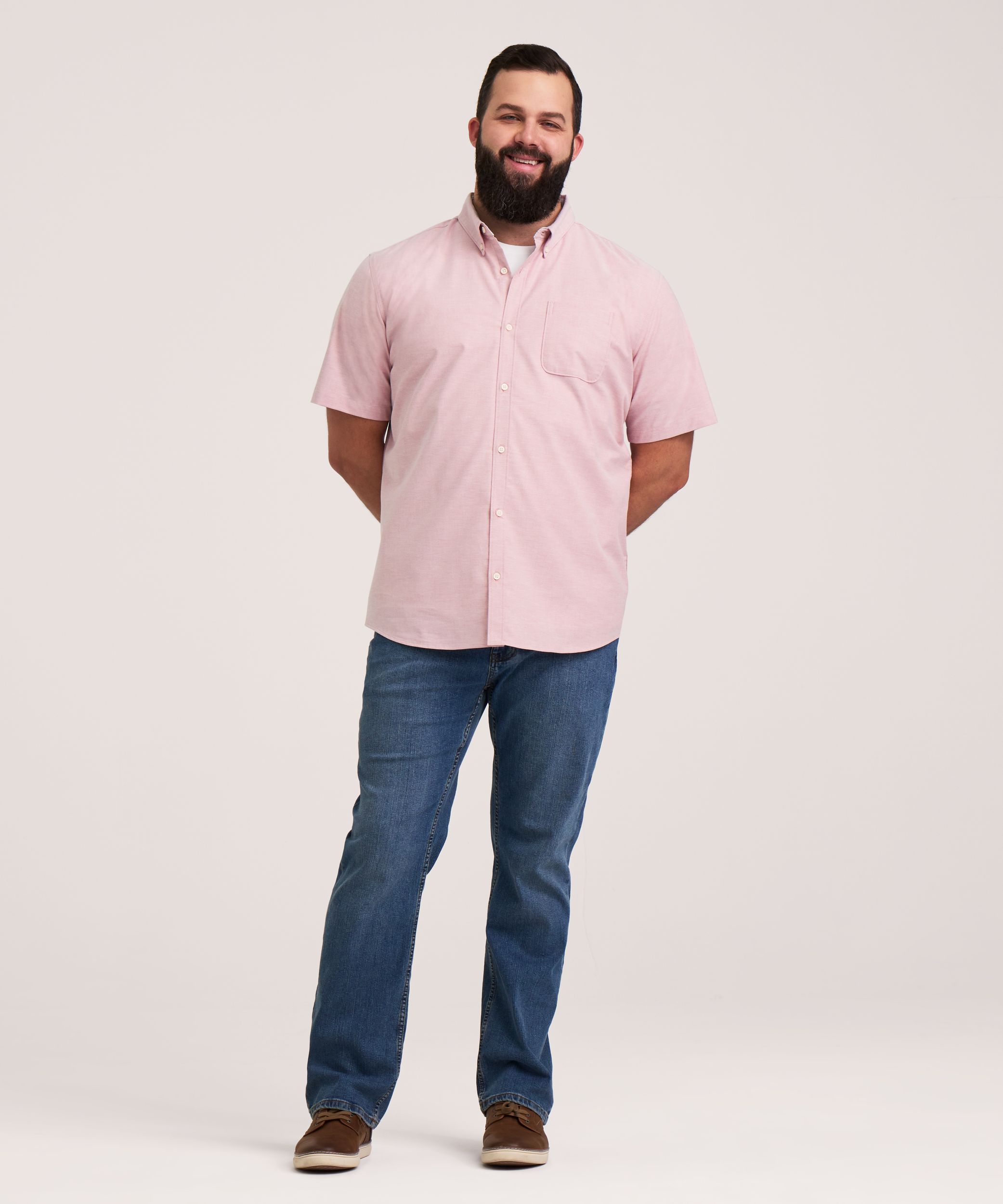 Denver Hayes Men's Short Sleeve Stretch Premium Oxford Shirt