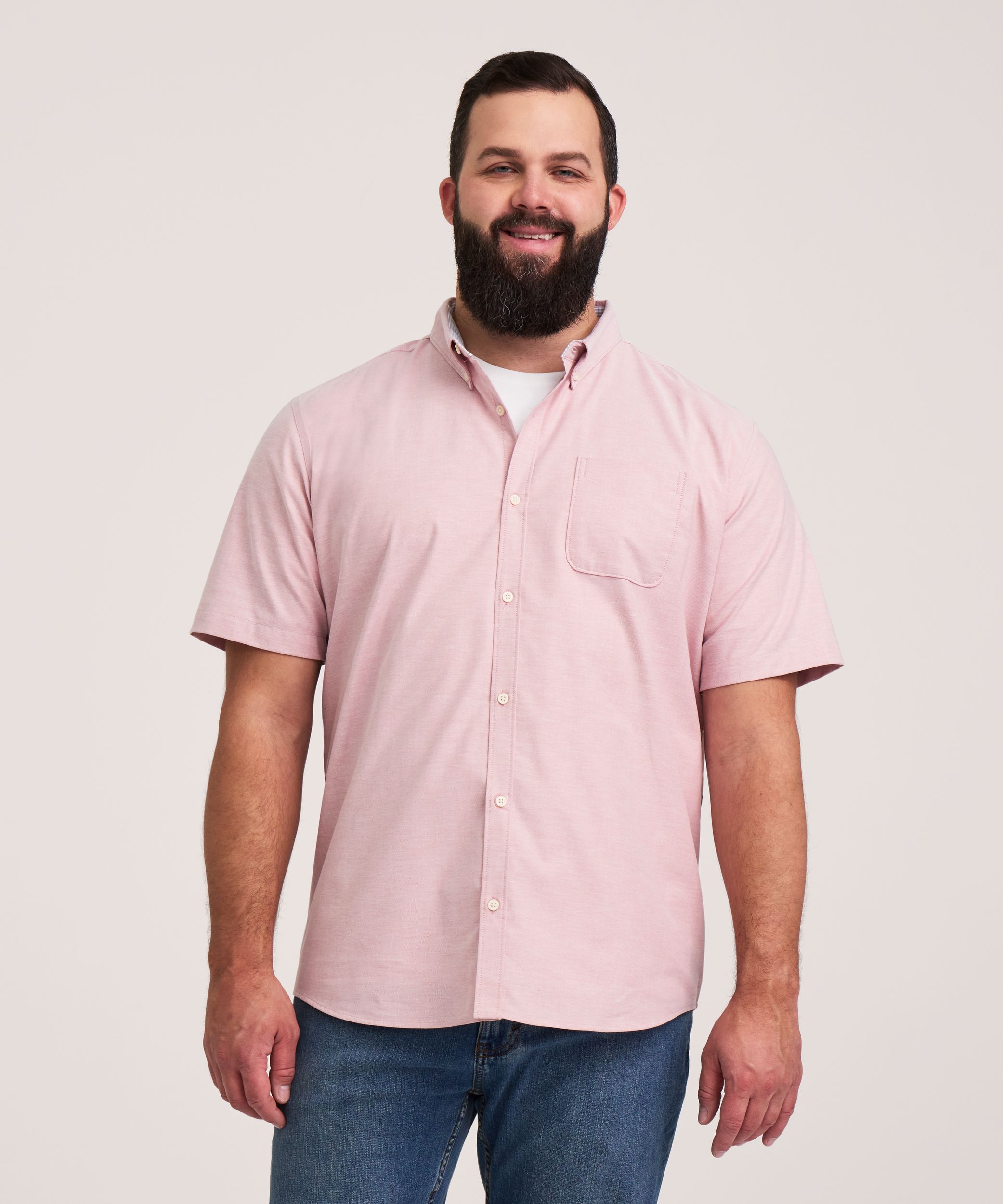 Denver Hayes Men's Short Sleeve Stretch Premium Oxford Shirt