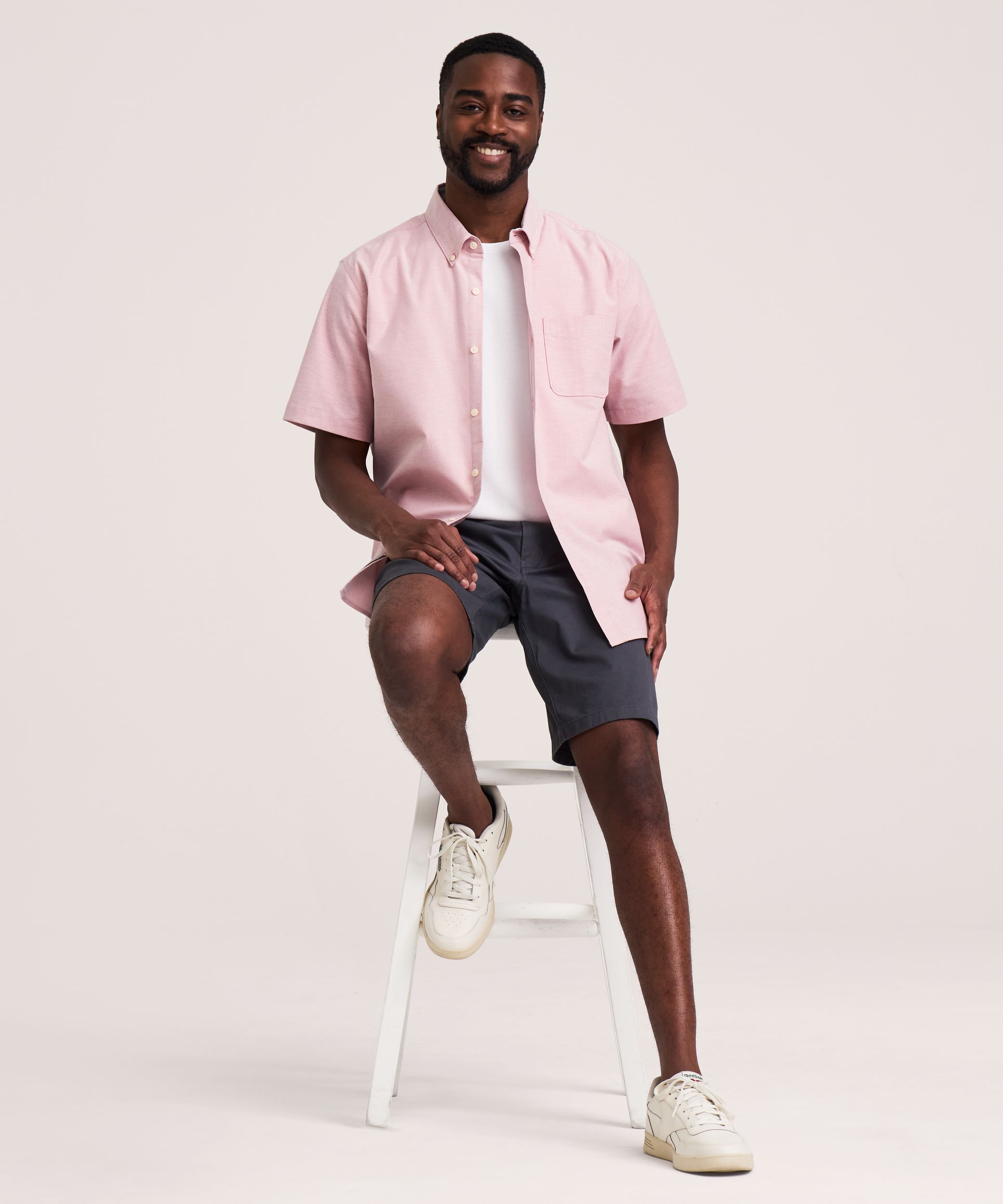 Denver Hayes Men's Short Sleeve Stretch Premium Oxford Shirt
