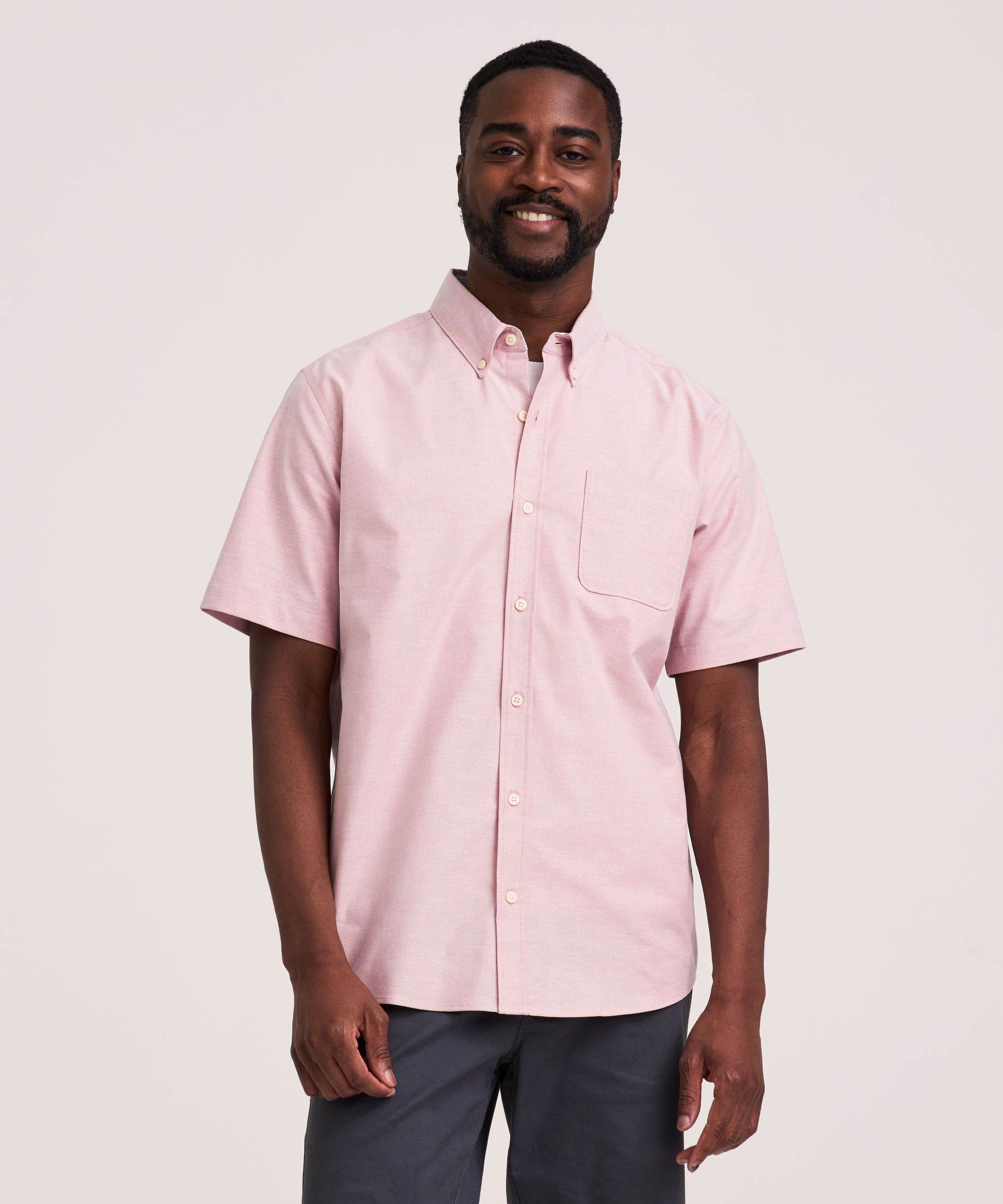Denver Hayes Men's Short Sleeve Stretch Premium Oxford Shirt