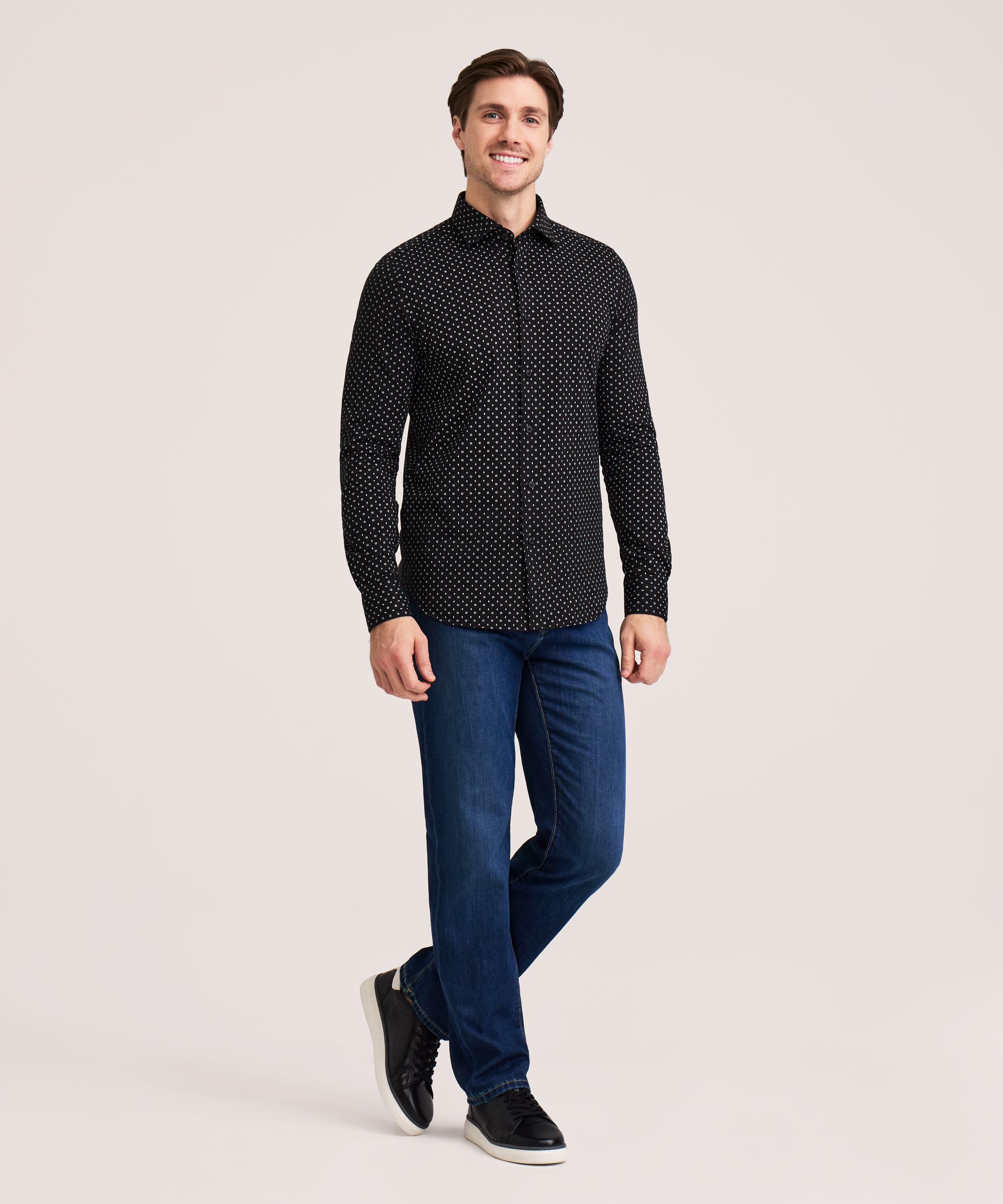 Denver Hayes Men's Long Sleeve Button-up Knit Shirt