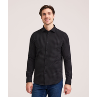 Chemise tissée boutonnée à manches longues pour hommes, Denver Hayes Front_Flat