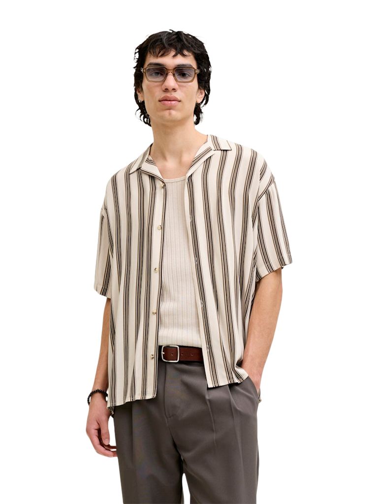 Jack & Jones Men's Jeff Resort Stripe Short Sleeve Shirt