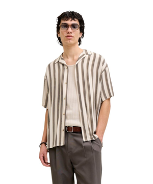 Jack & Jones Men's Jeff Resort Stripe Short Sleeve Shirt