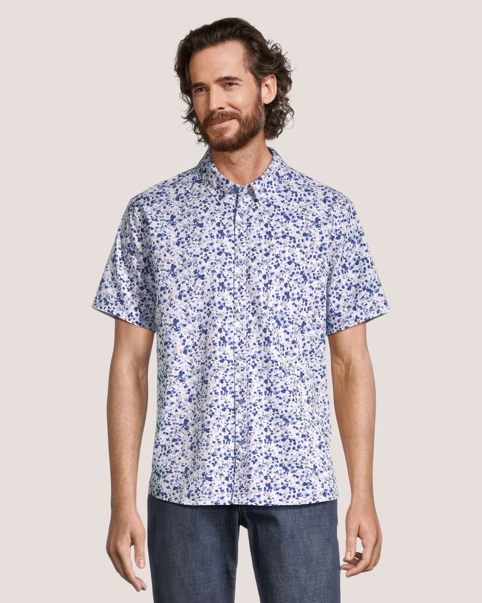Lois Men's Clinton Short Sleeve Button Down Printed Shirt
