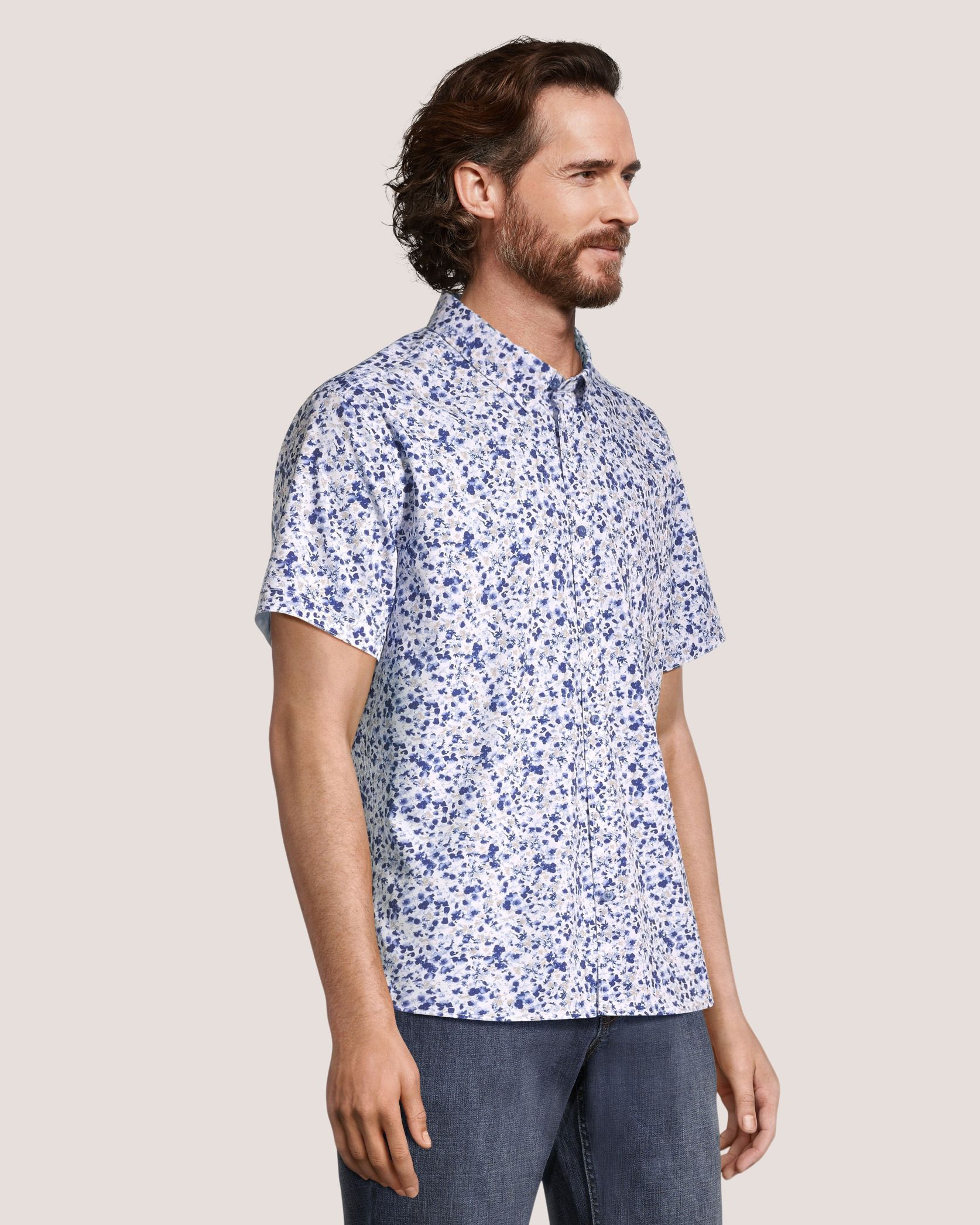 Lois Men's Clinton Short Sleeve Button Down Printed Shirt