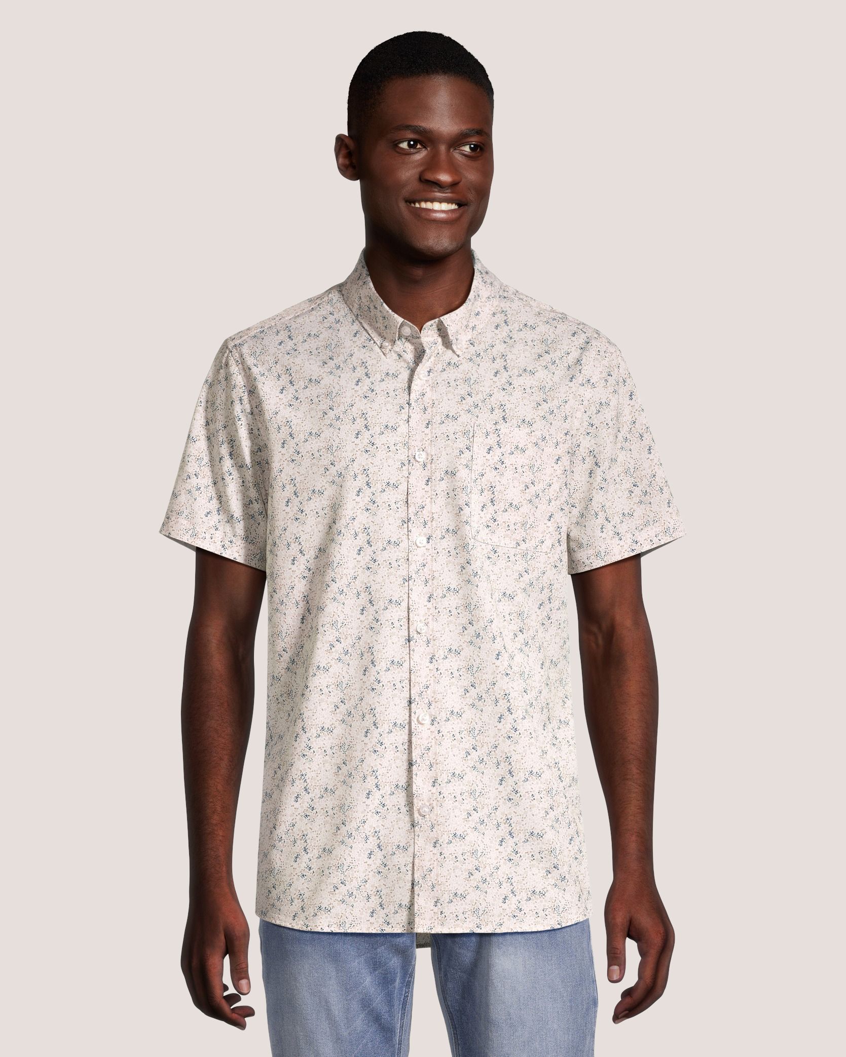 Lois Men's Clinton Short Sleeve Button Down Printed Shirt
