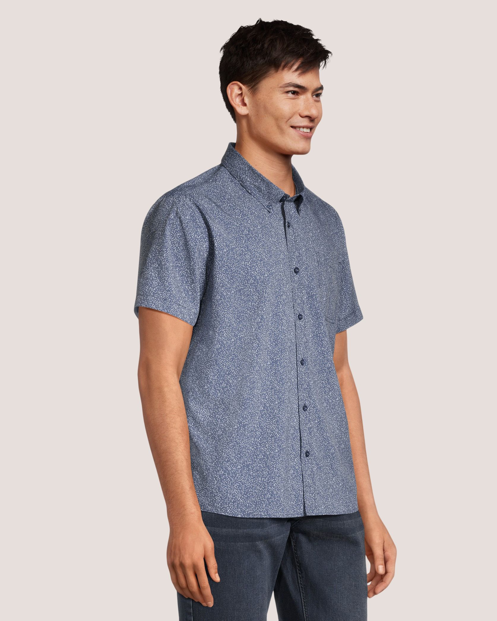 Lois Men's Clinton Short Sleeve Button Down Printed Shirt