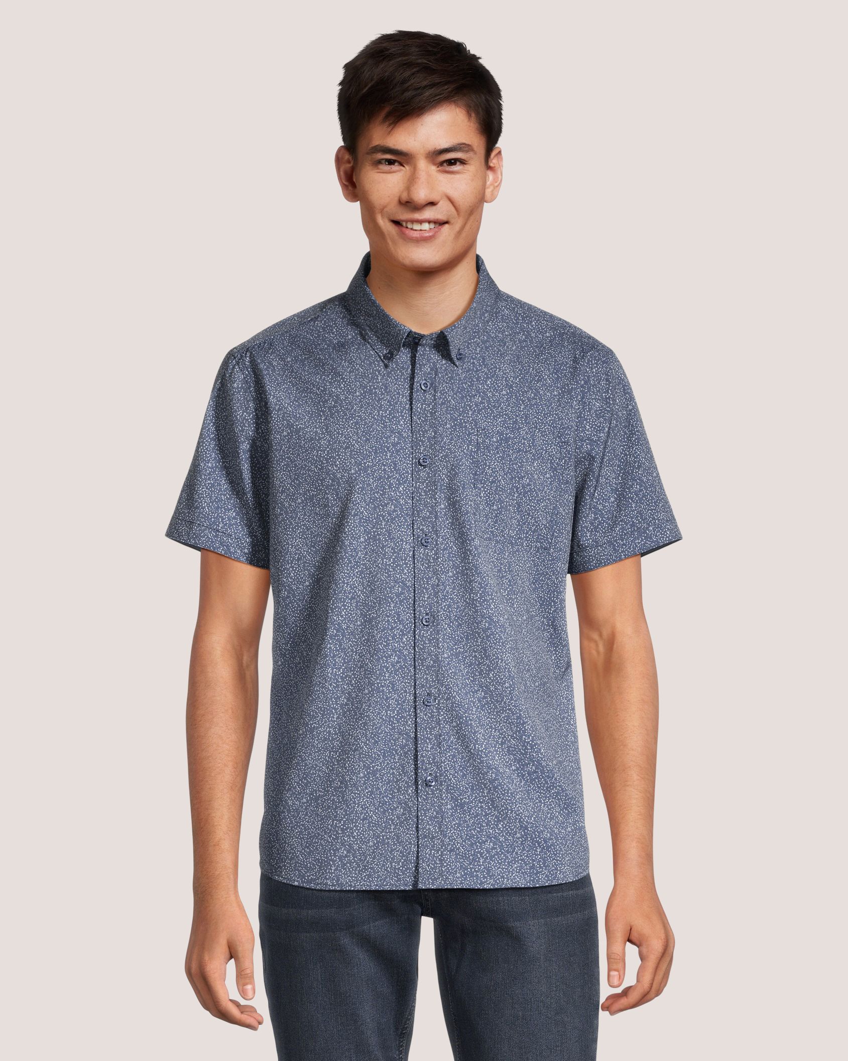 Lois Men's Clinton Short Sleeve Button Down Printed Shirt