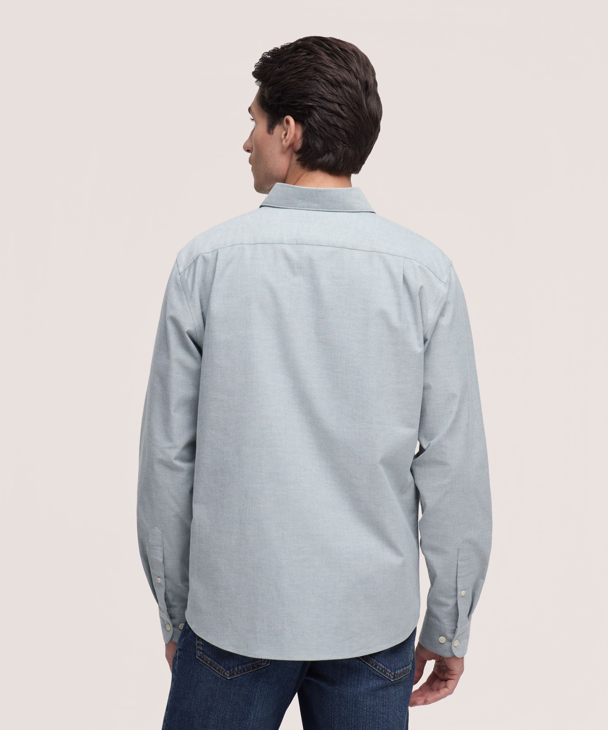 Denver Hayes Men's Long Sleeve Stretch Premium Oxford Shirt