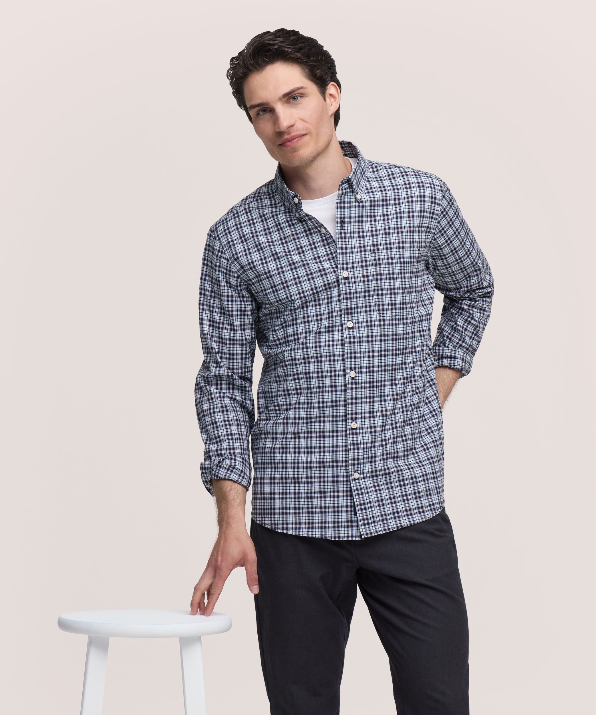 Denver Hayes Men's Long Sleeve Casual Sport Shirt