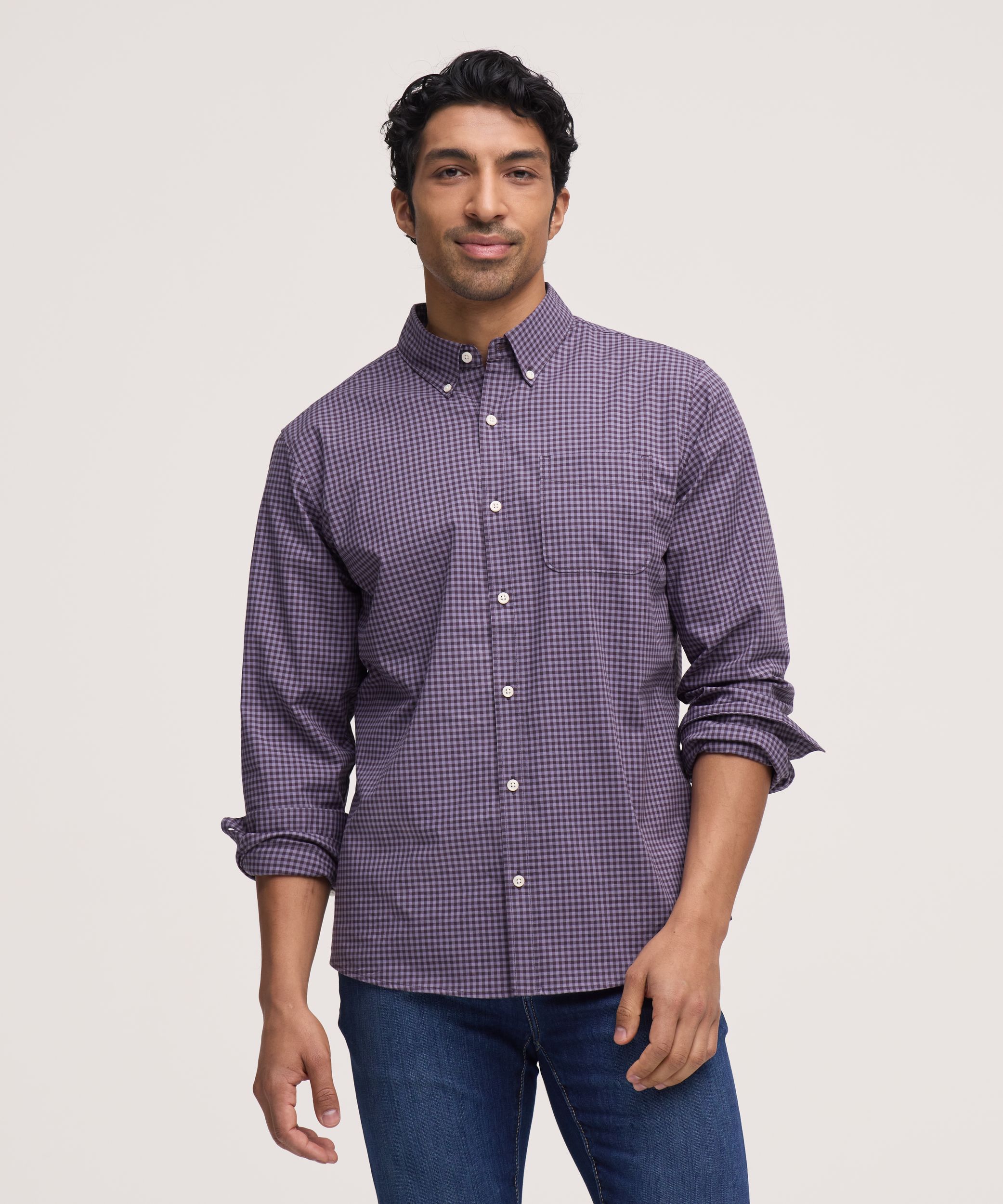 Denver Hayes Men's Long Sleeve Casual Sport Shirt