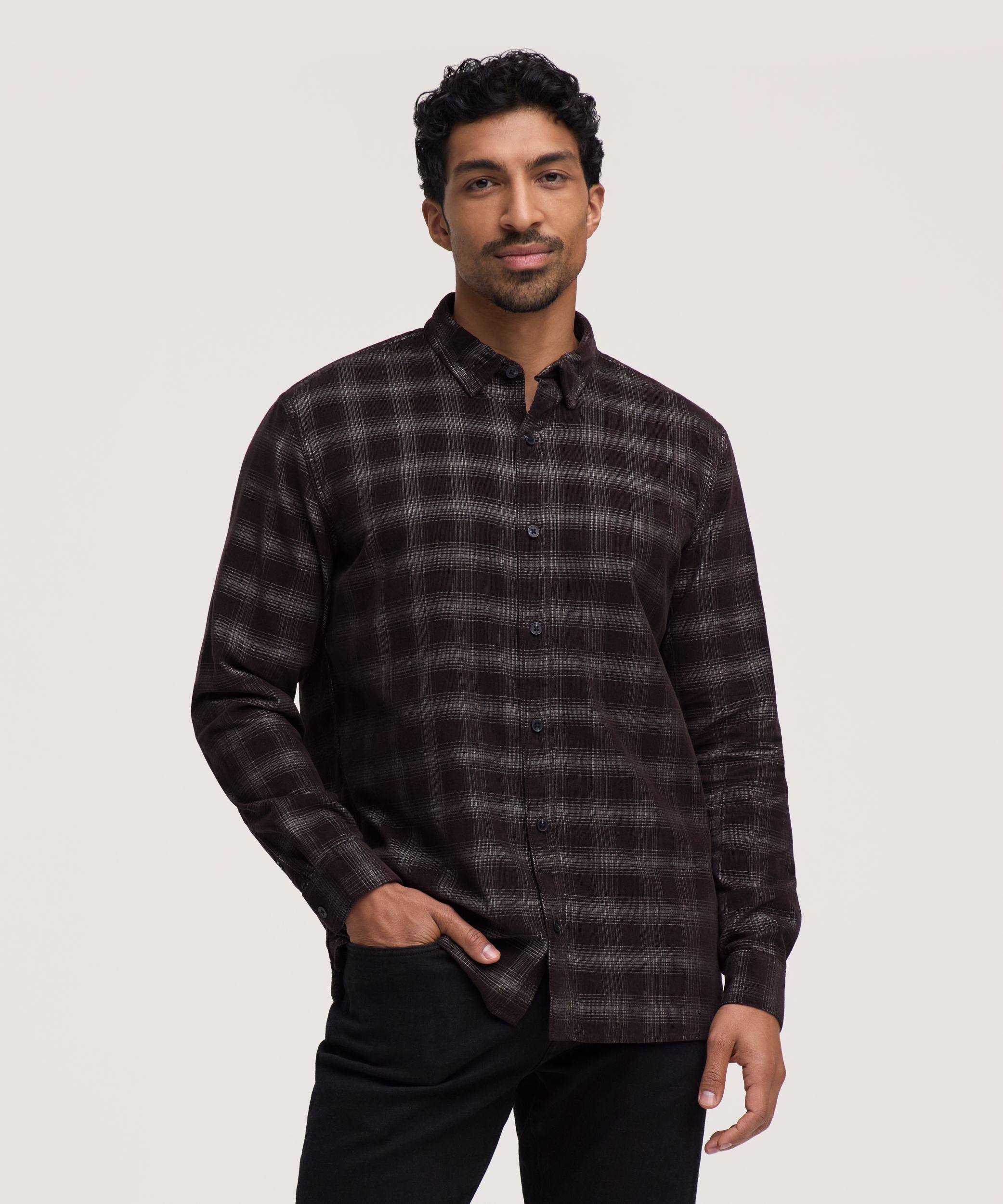 Denver Hayes Men's Stretch Pinwale Corduroy Shirt