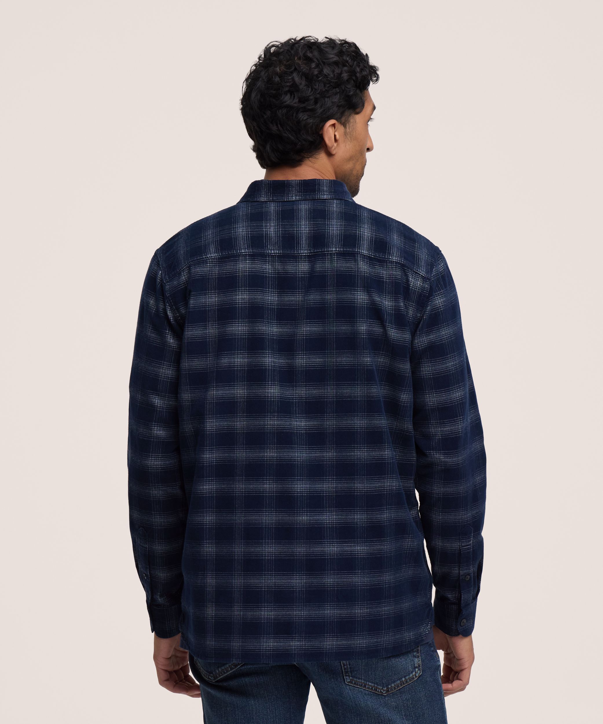 Chemise en velours côtelé à fines côtes extensible pour hommes, Denver Hayes