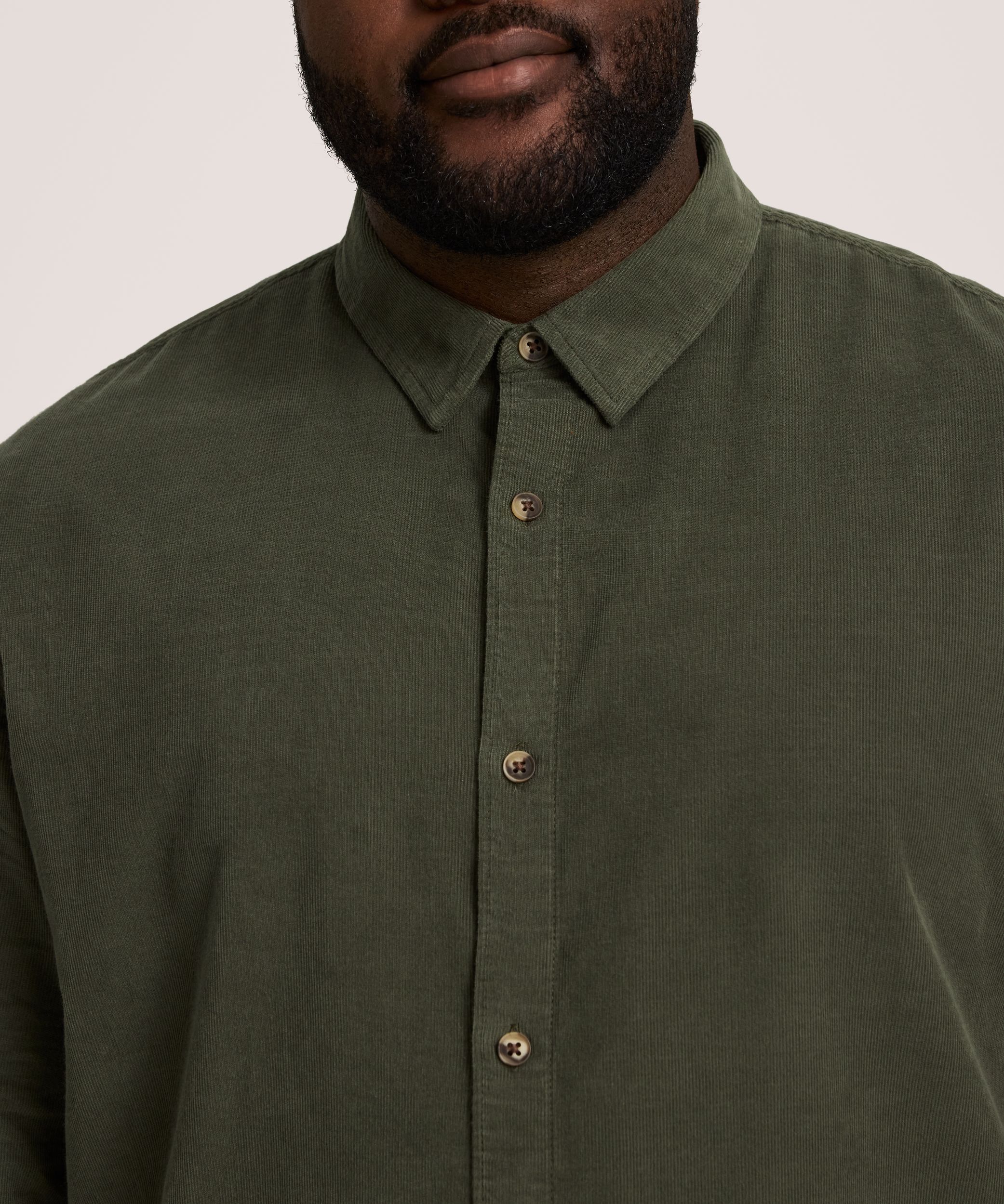 Chemise en velours côtelé à fines côtes extensible pour hommes, Denver Hayes