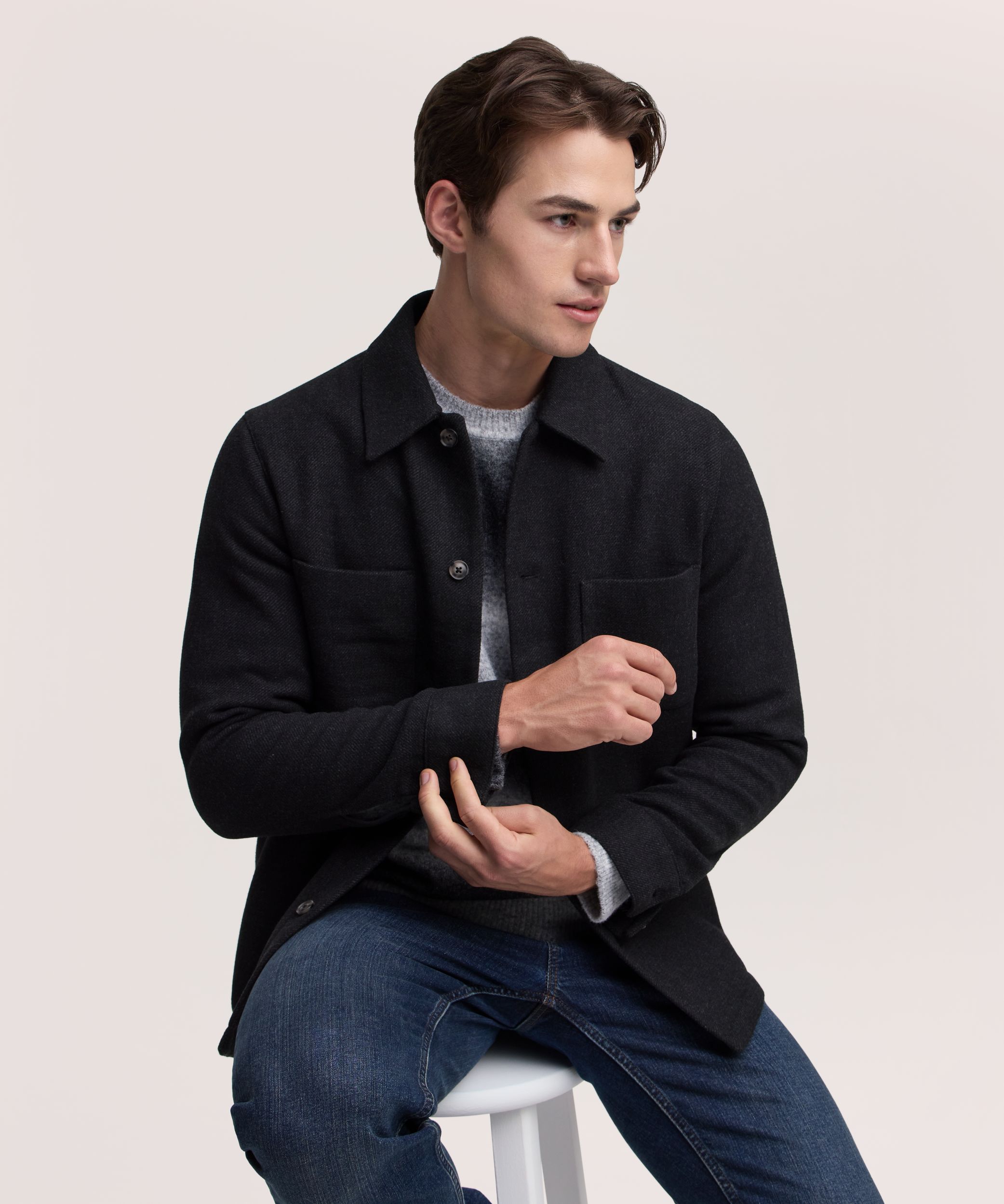Chemise-veste en fausse laine pour hommes, Denver Hayes